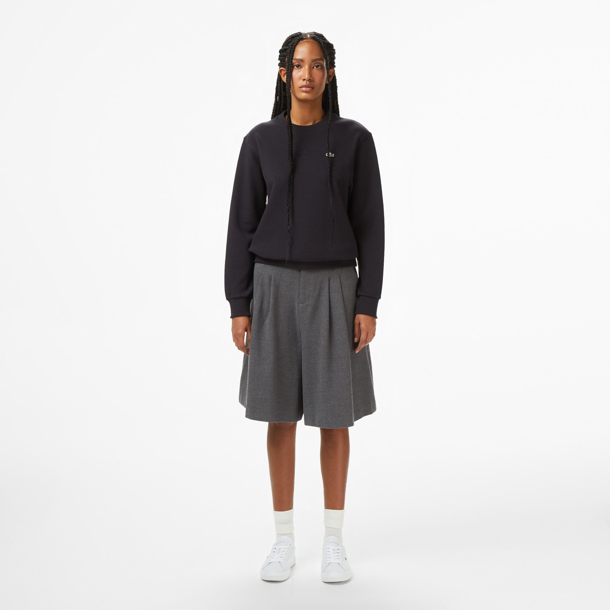 Kadın Relaxed Fit Bisiklet Yaka Lacivert Sweatshirt