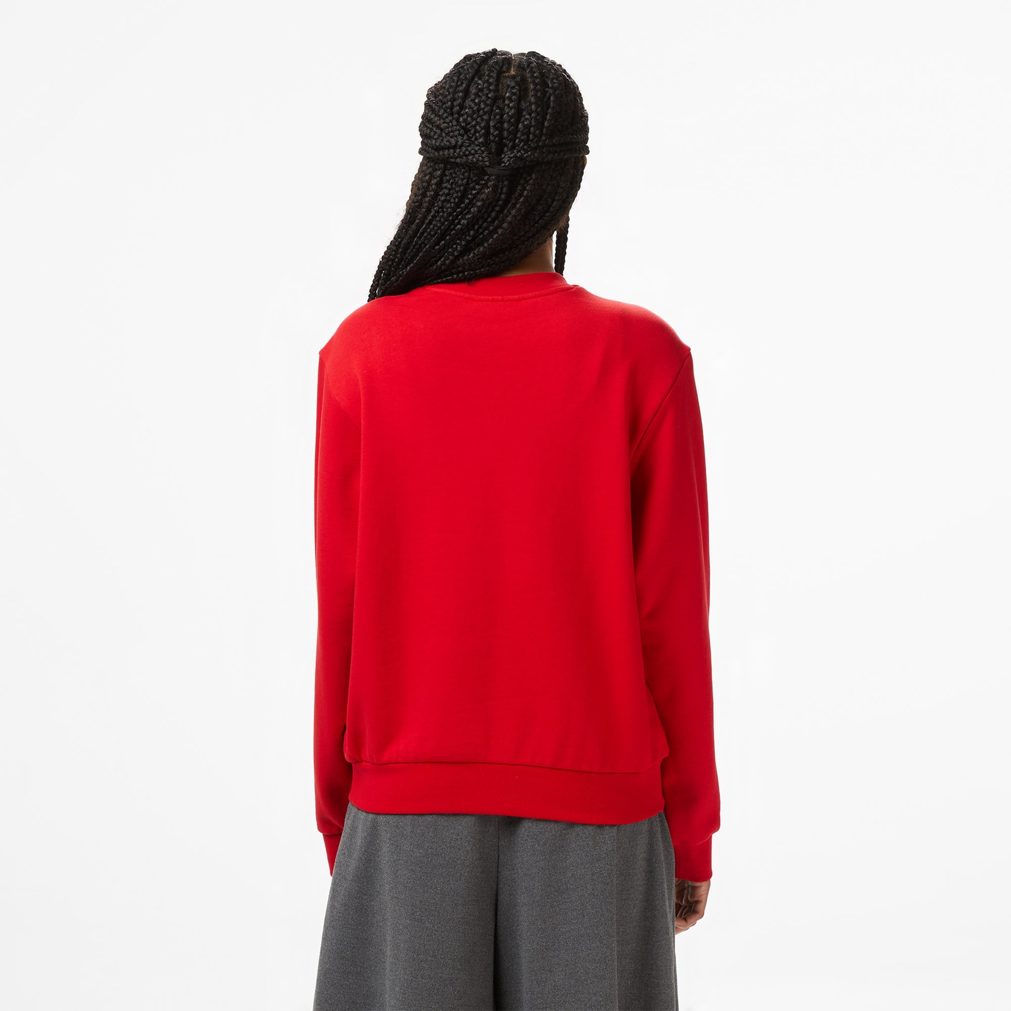 Kadın Relaxed Fit Bisiklet Yaka Kırmızı Sweatshirt