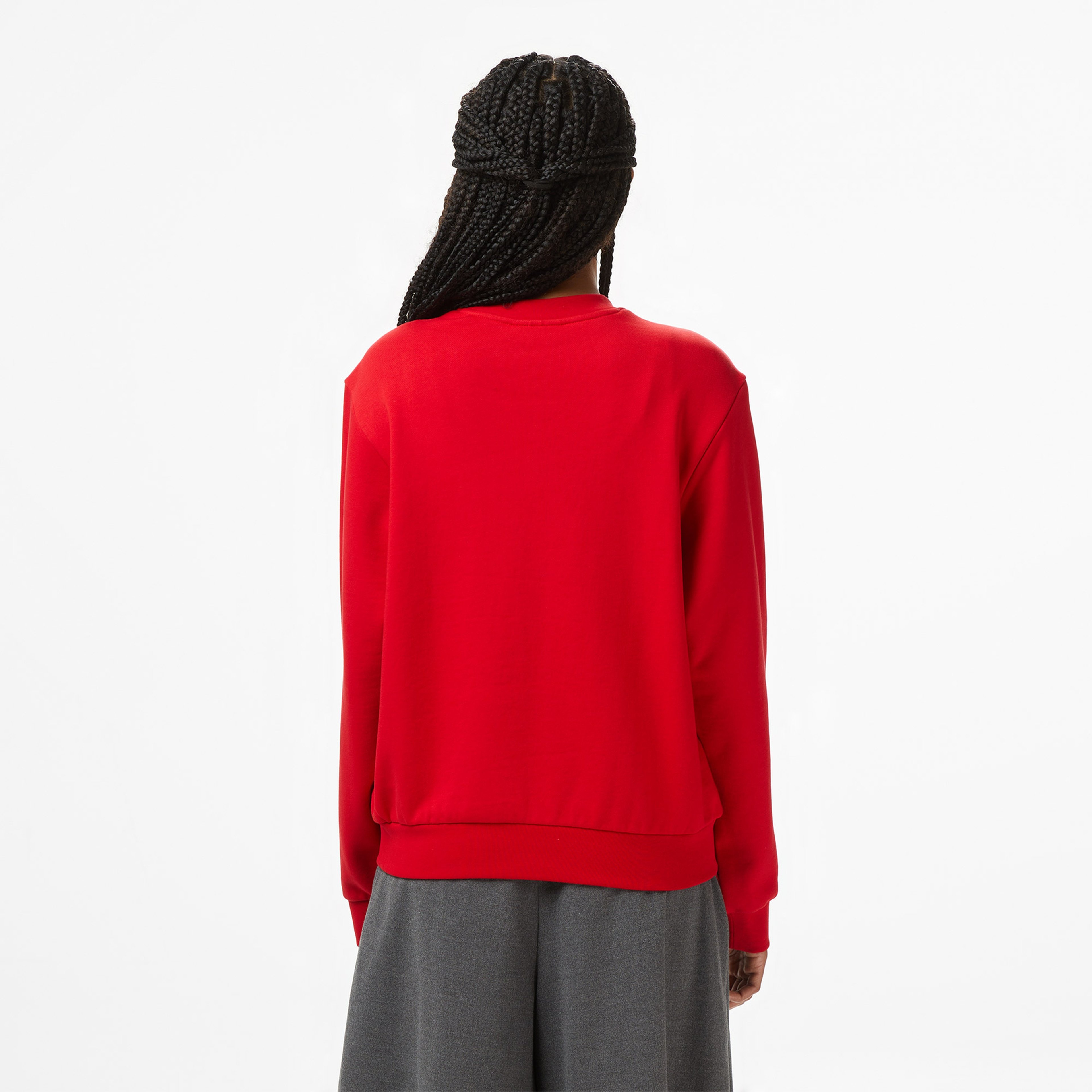 Kadın Relaxed Fit Bisiklet Yaka Kırmızı Sweatshirt