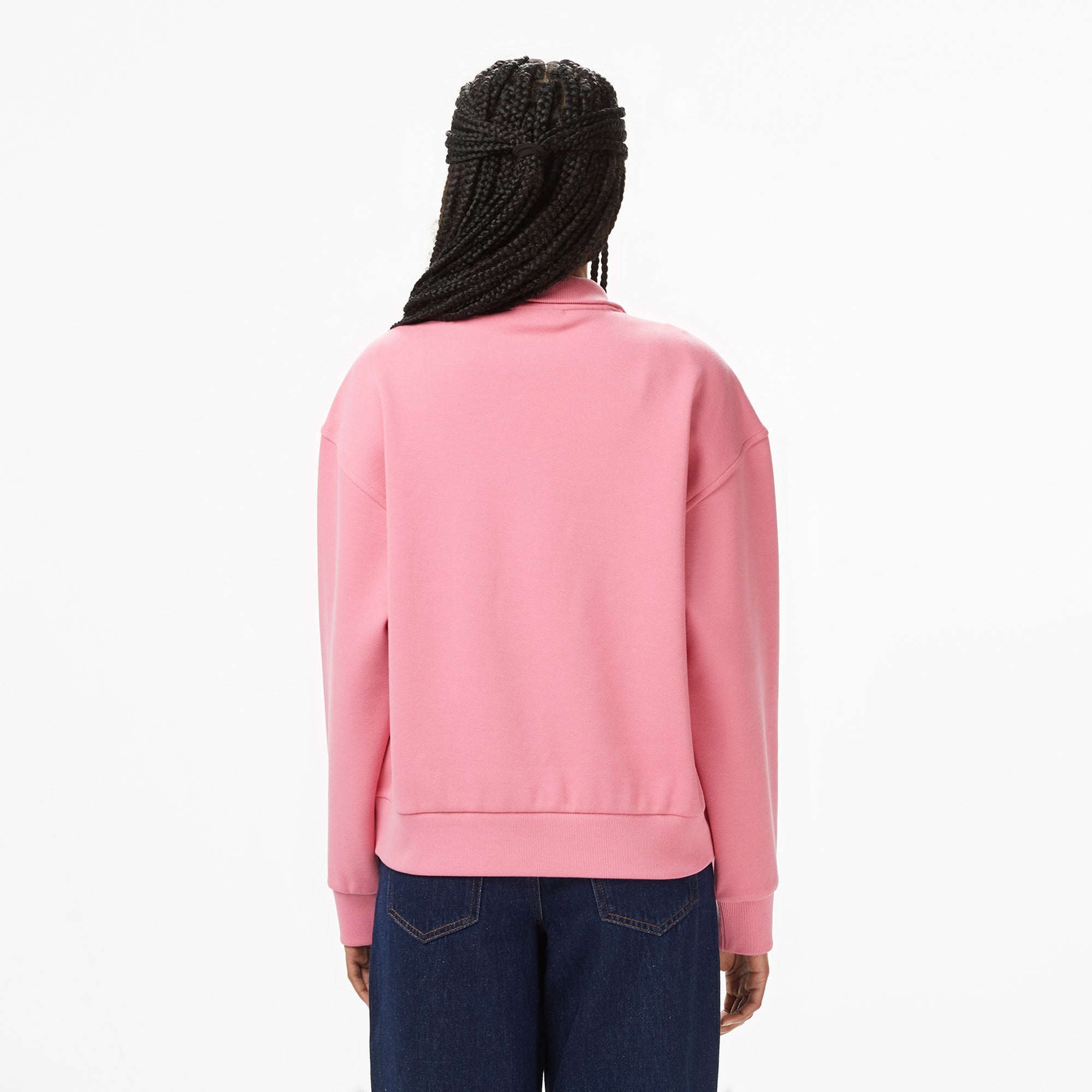 Kadın Relaxed Fit Yarım Fermuarlı Pembe Sweatshirt