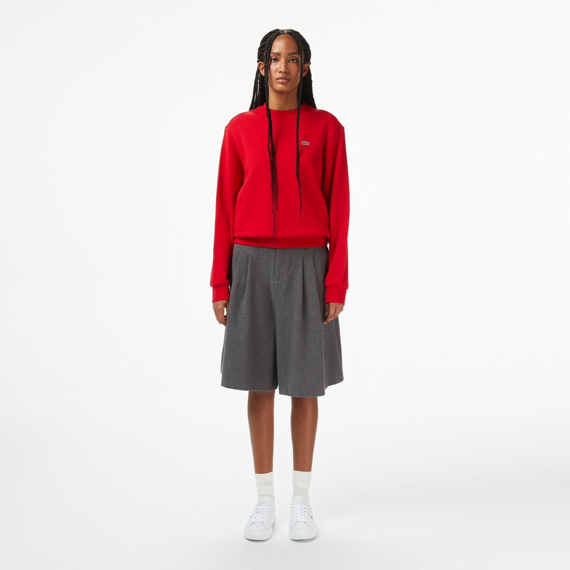 Kadın Relaxed Fit Bisiklet Yaka Kırmızı Sweatshirt