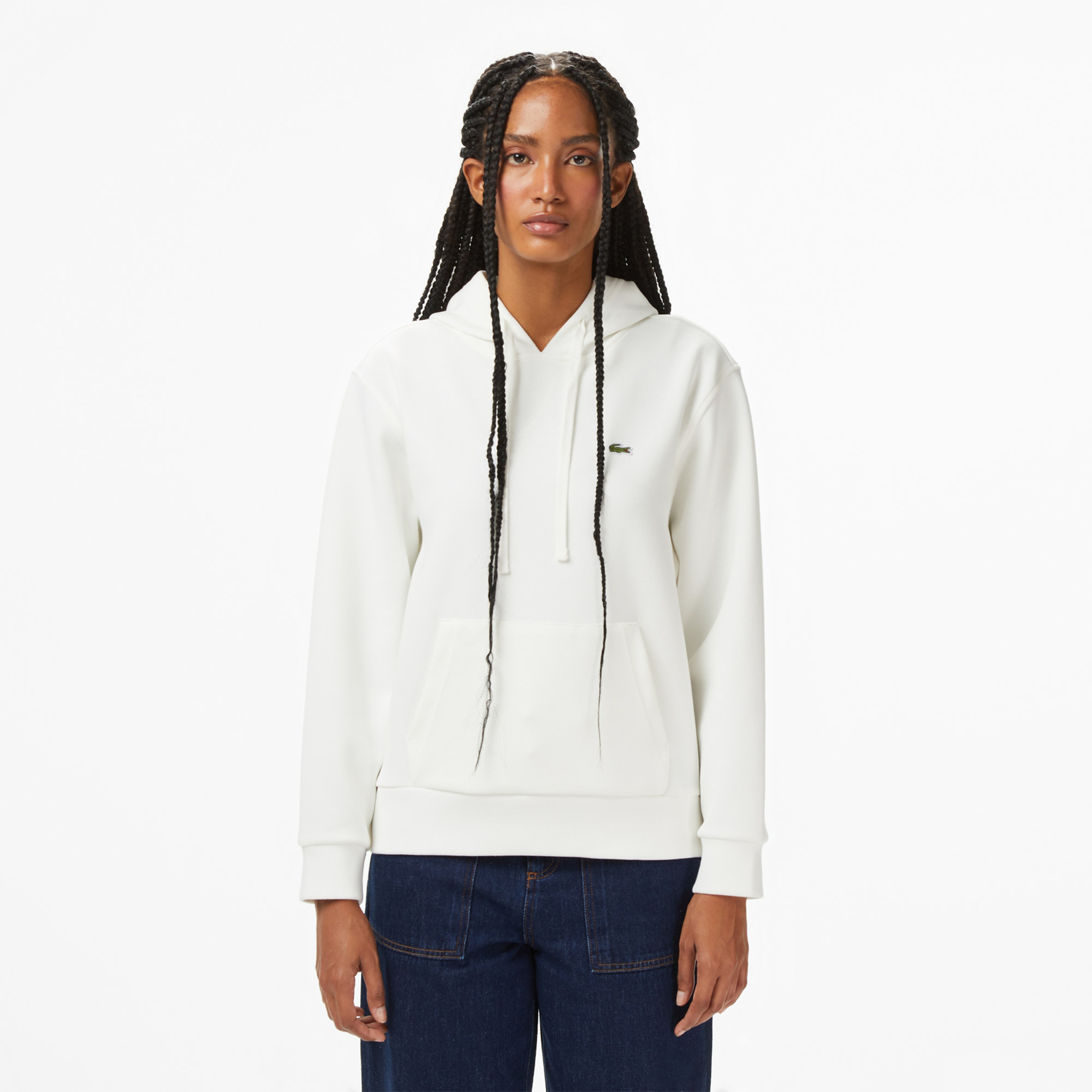 Kadın Relaxed Fit Kapüşonlu Beyaz Sweatshirt