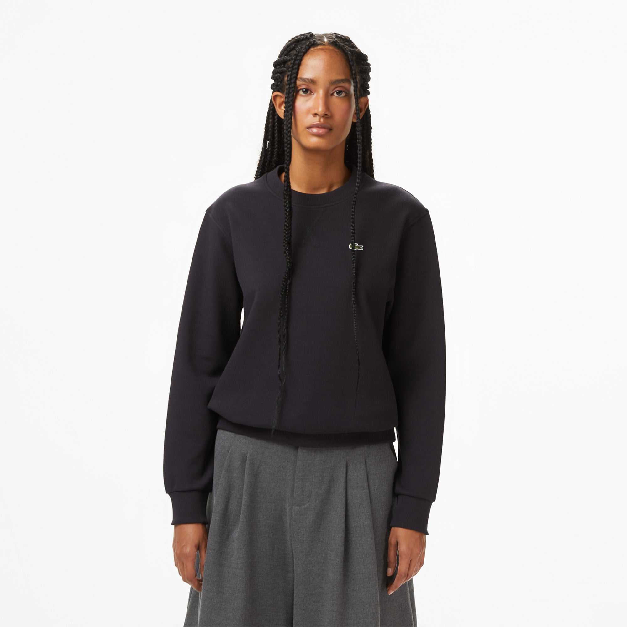 Lacoste Kadın Relaxed Fit Bisiklet Yaka Lacivert Sweatshirt