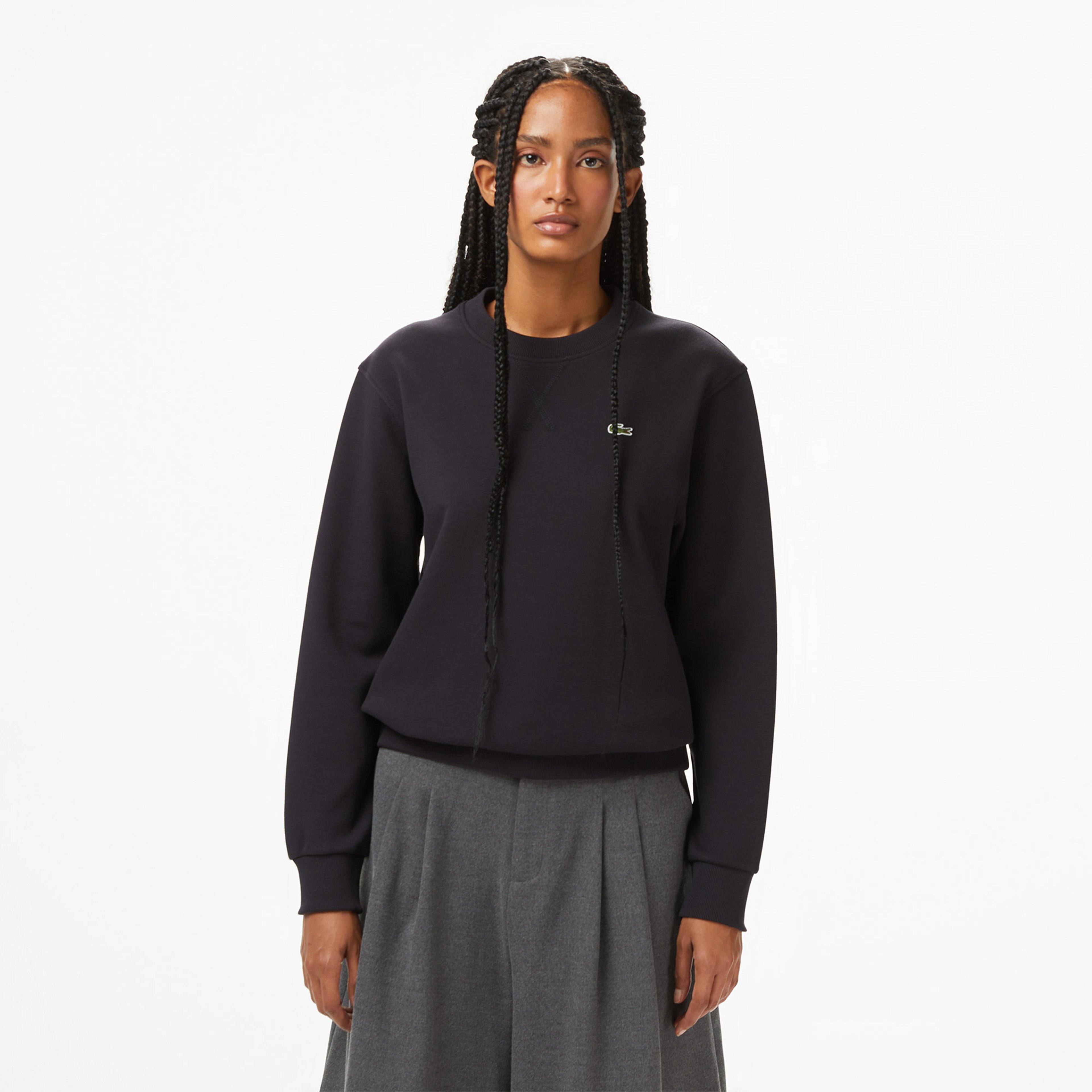 Kadın Relaxed Fit Bisiklet Yaka Lacivert Sweatshirt