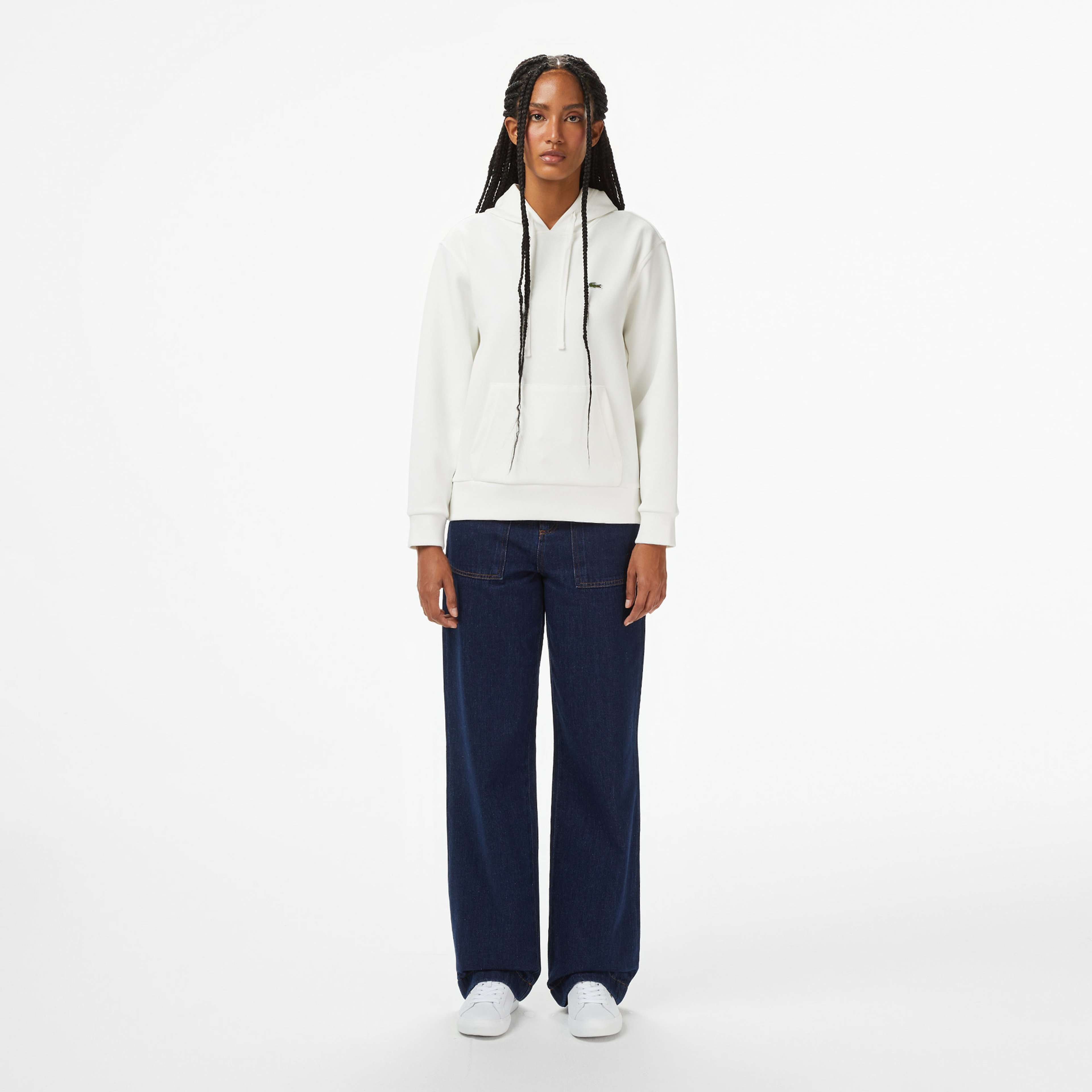 Kadın Relaxed Fit Kapüşonlu Beyaz Sweatshirt