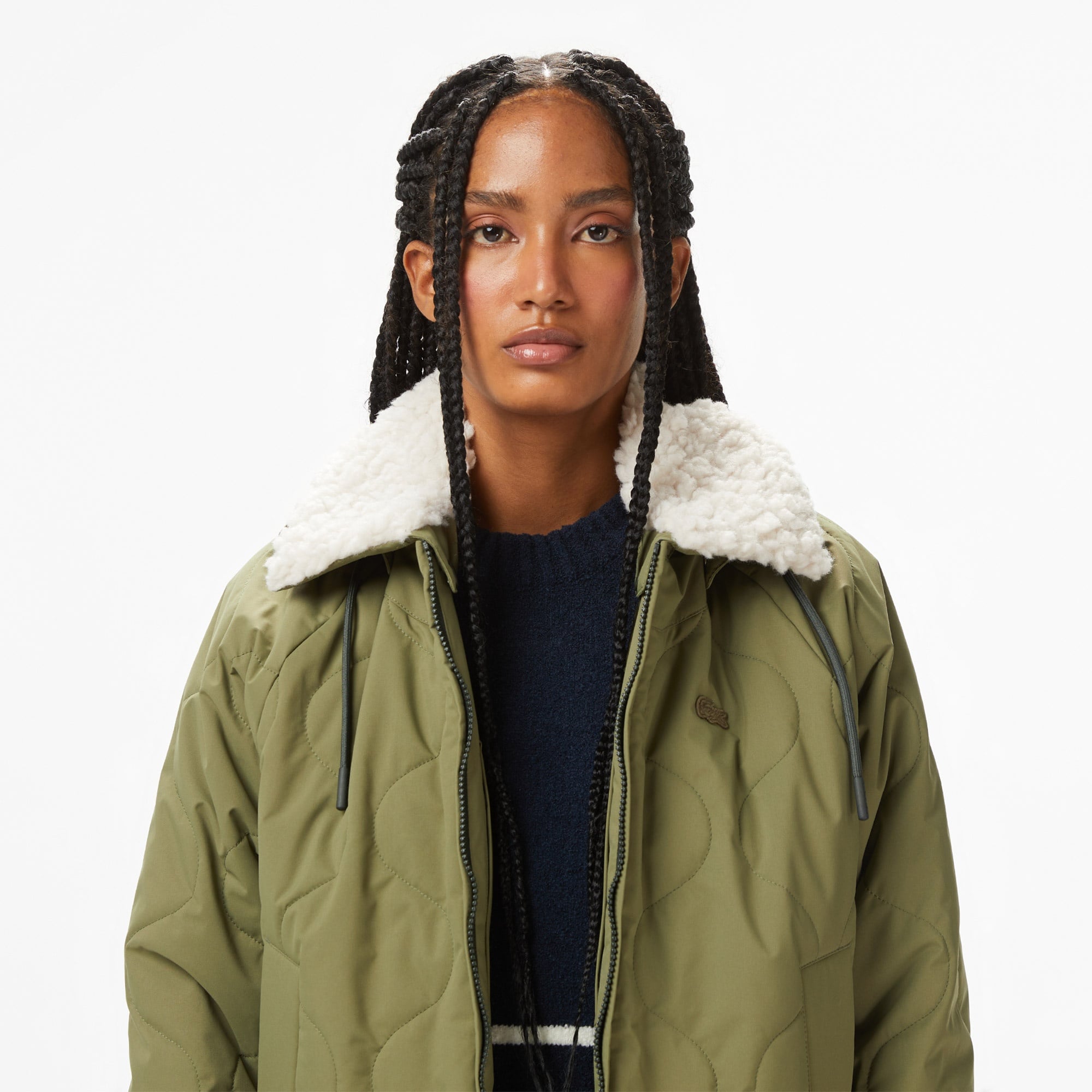 Kadın Gömlek Yaka Baskılı Haki Ceket