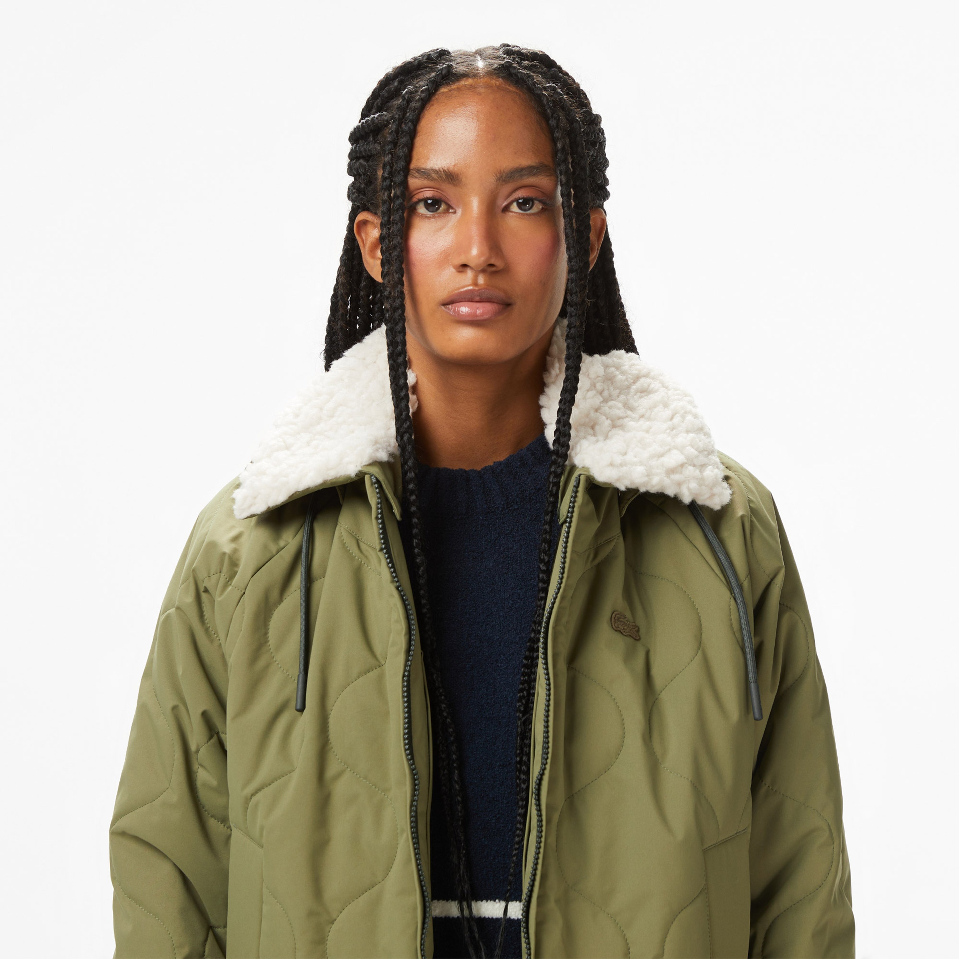 Kadın Gömlek Yaka Baskılı Haki Ceket