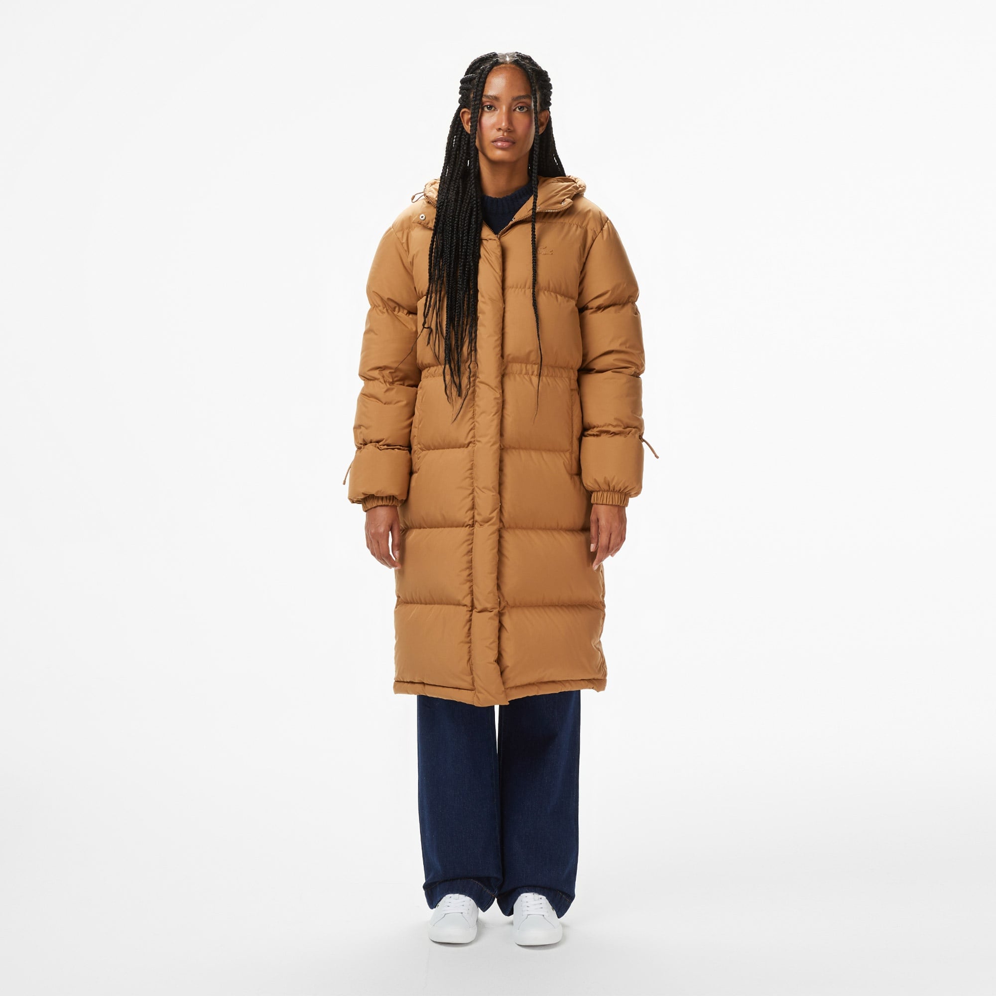 Kadın Kapüşonlu Açık Kahverengi Mont