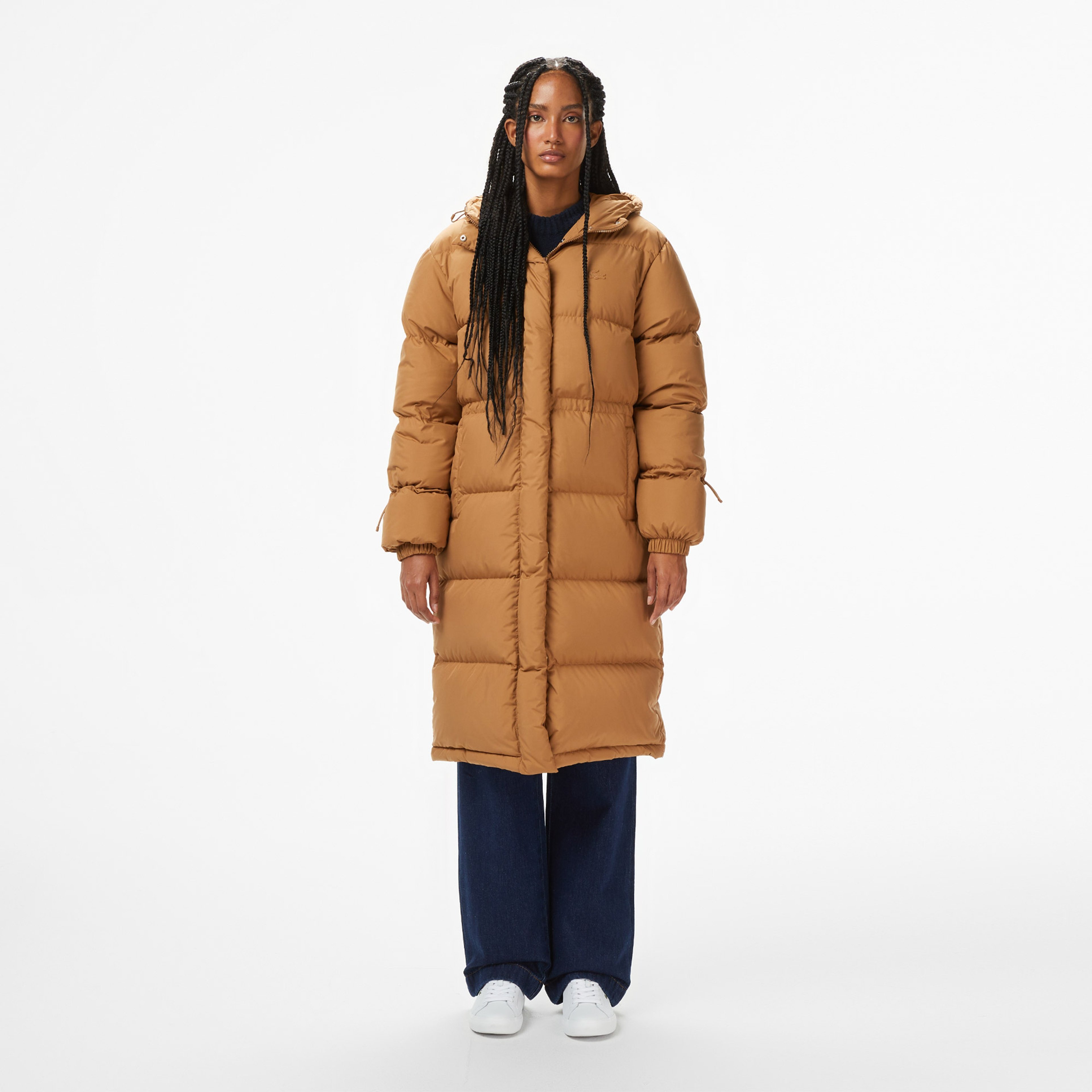 Kadın Kapüşonlu Açık Kahverengi Mont