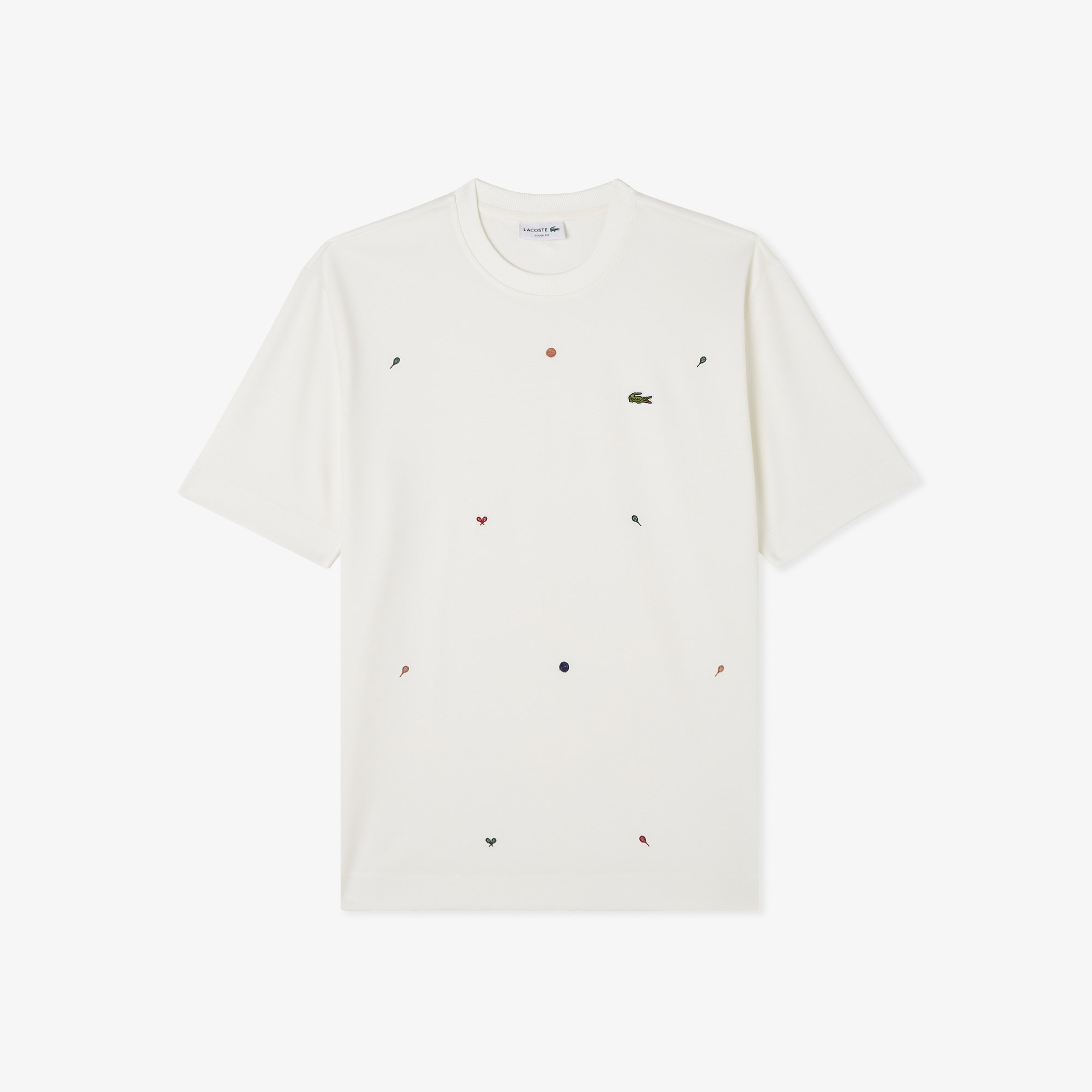 Erkek Loose Fit Bisiklet Yaka Desenli Beyaz T-Shirt Erkek Loose Fit Bisiklet Yaka Desenli Beyaz T-Shirt