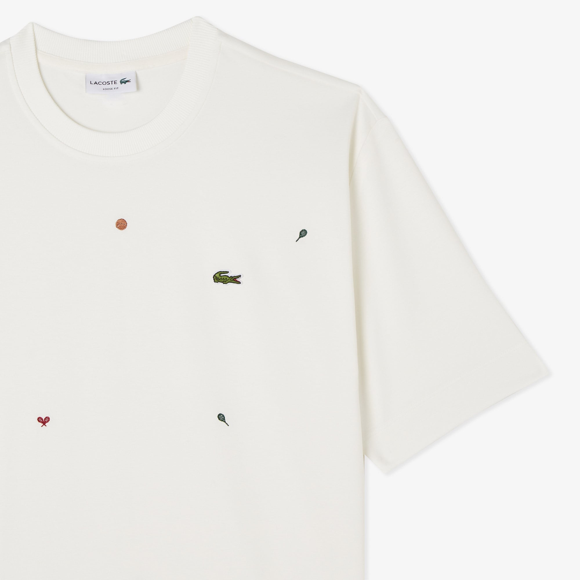 Erkek Loose Fit Bisiklet Yaka Desenli Beyaz T-Shirt