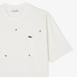 Erkek Loose Fit Bisiklet Yaka Desenli Beyaz T-Shirt Beyaz