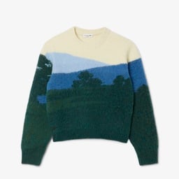 Erkek Classic Fit Bisiklet Yaka Desenli Renkli Kazak Renkli