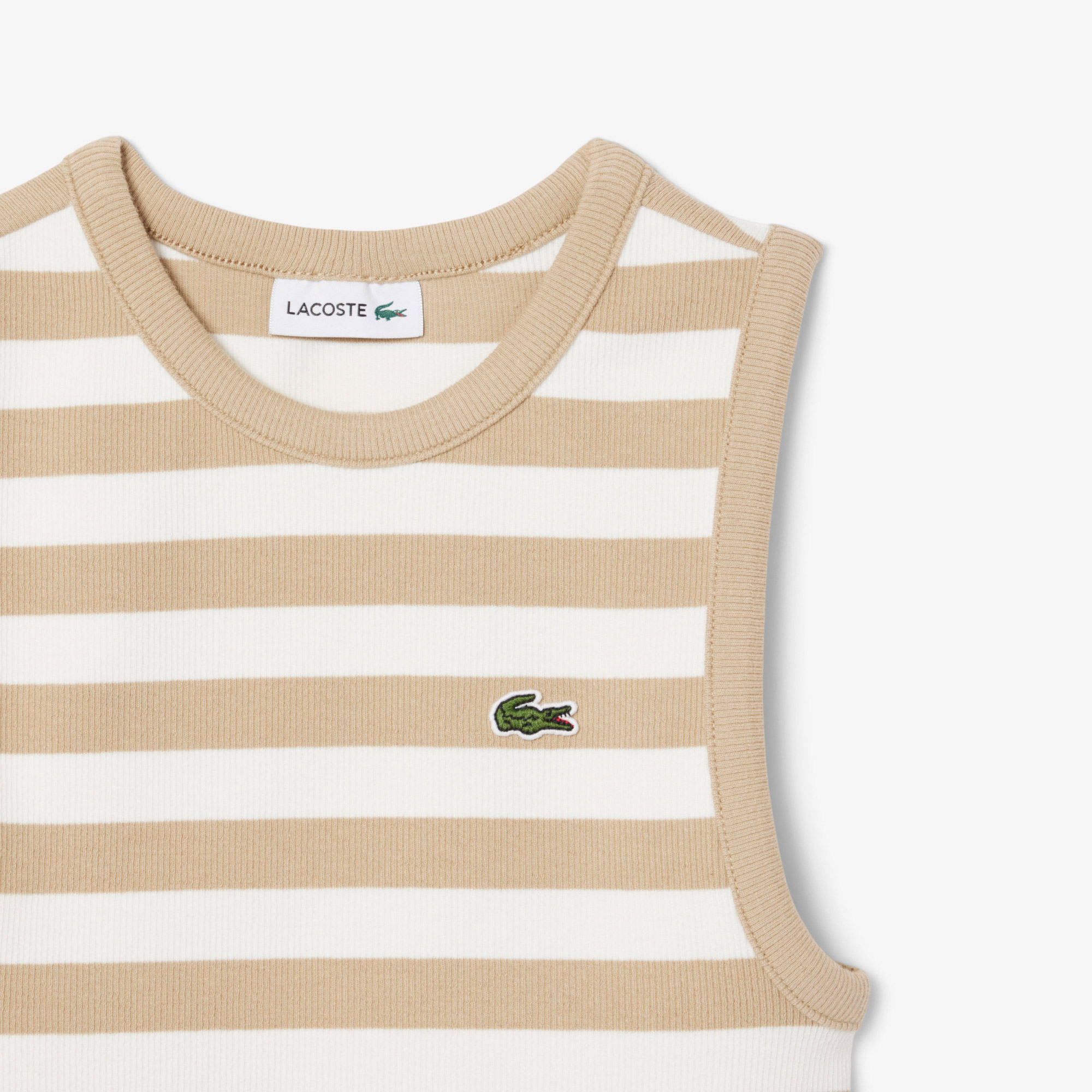 Lacoste Kız Çocuk Kolsuz Bisiklet Yaka Baskılı Kahverengi T-Shirt görsel 3
