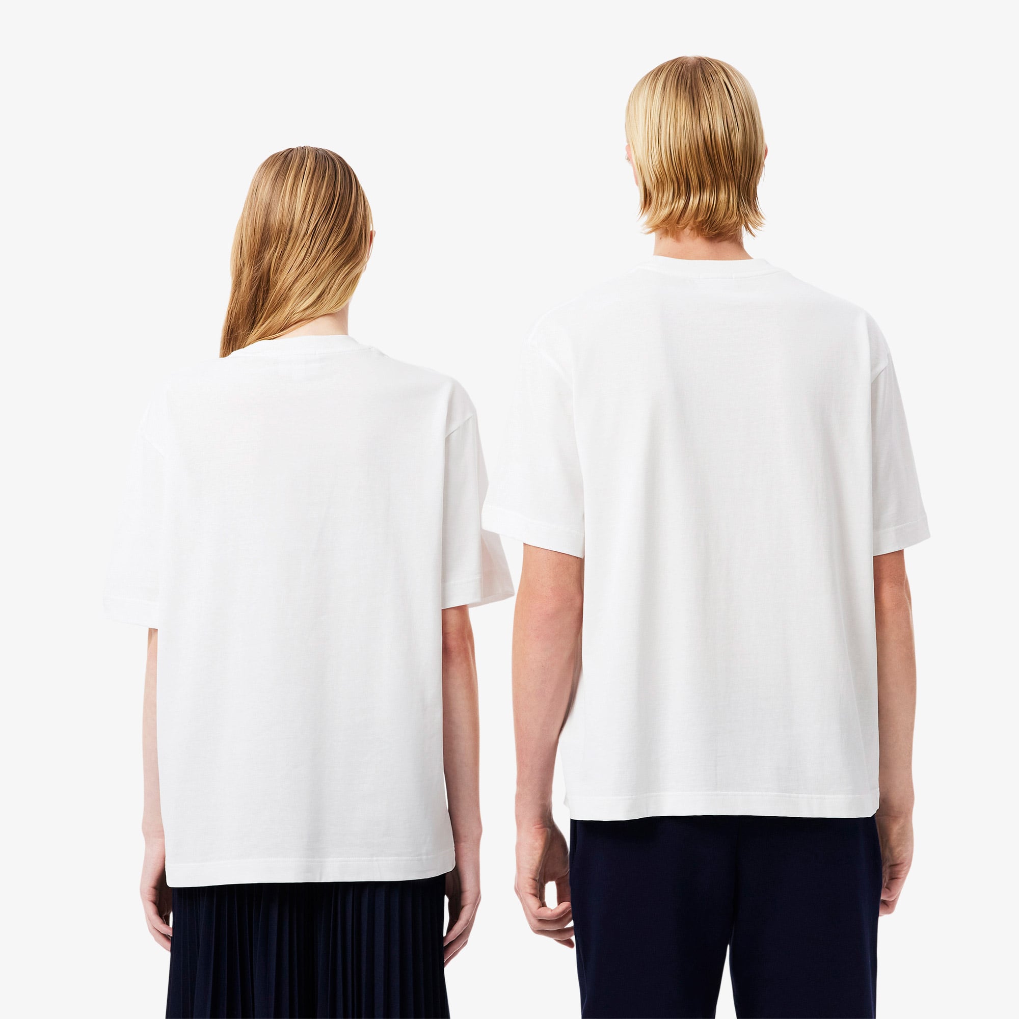 Lacoste Unisex Loose Fit Bisiklet Yaka Beyaz T-Shirt görsel 3
