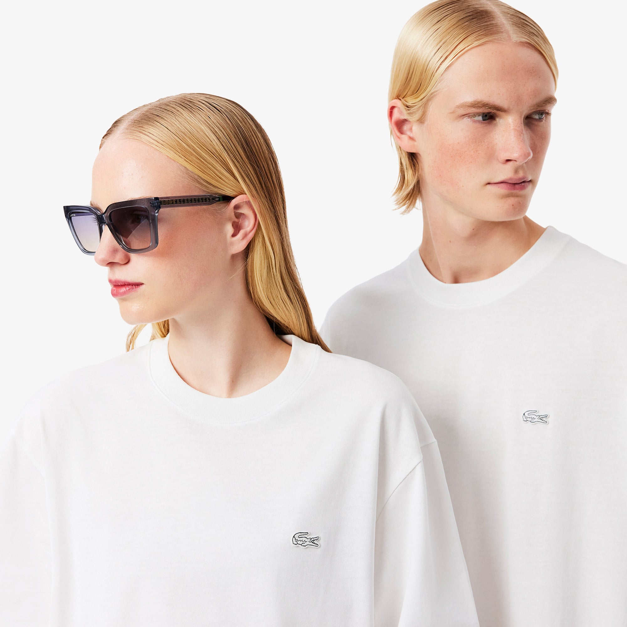 Lacoste Unisex Loose Fit Bisiklet Yaka Beyaz T-Shirt görsel 2
