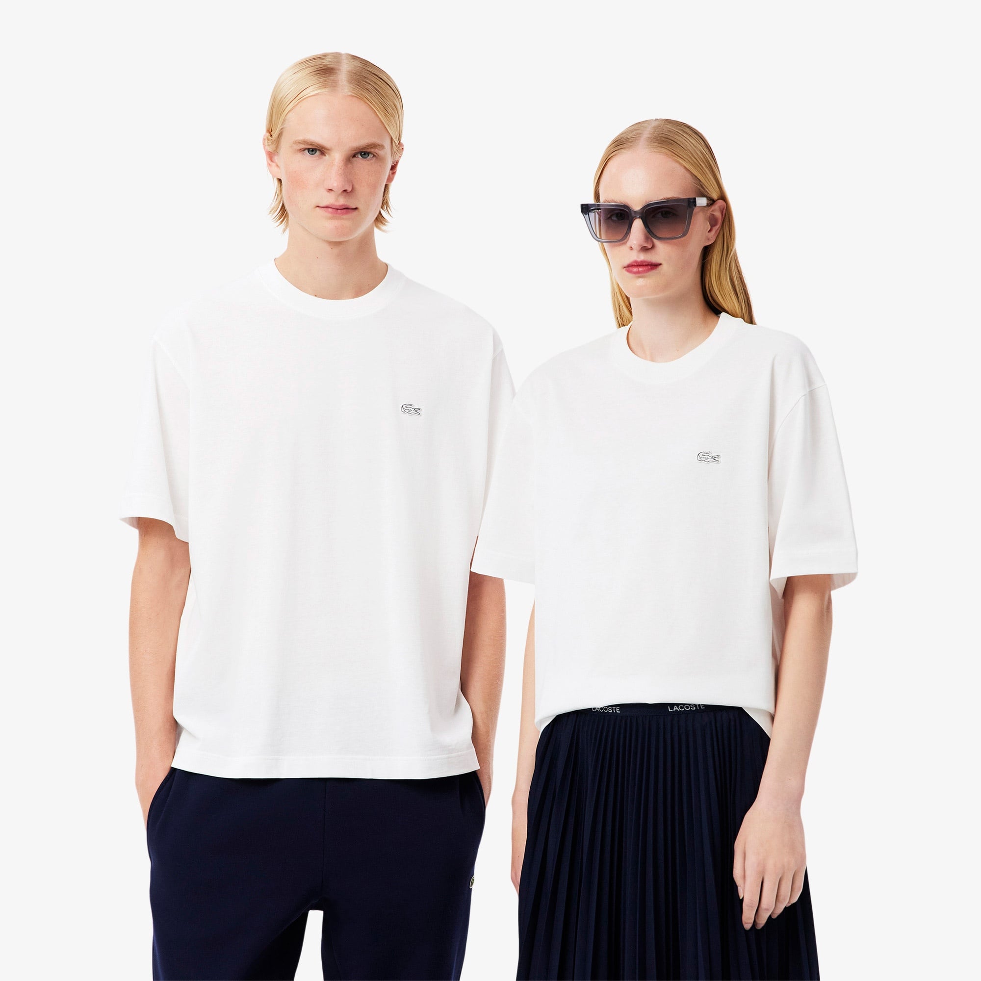 Unisex Loose Fit Bisiklet Yaka Beyaz T-Shirt