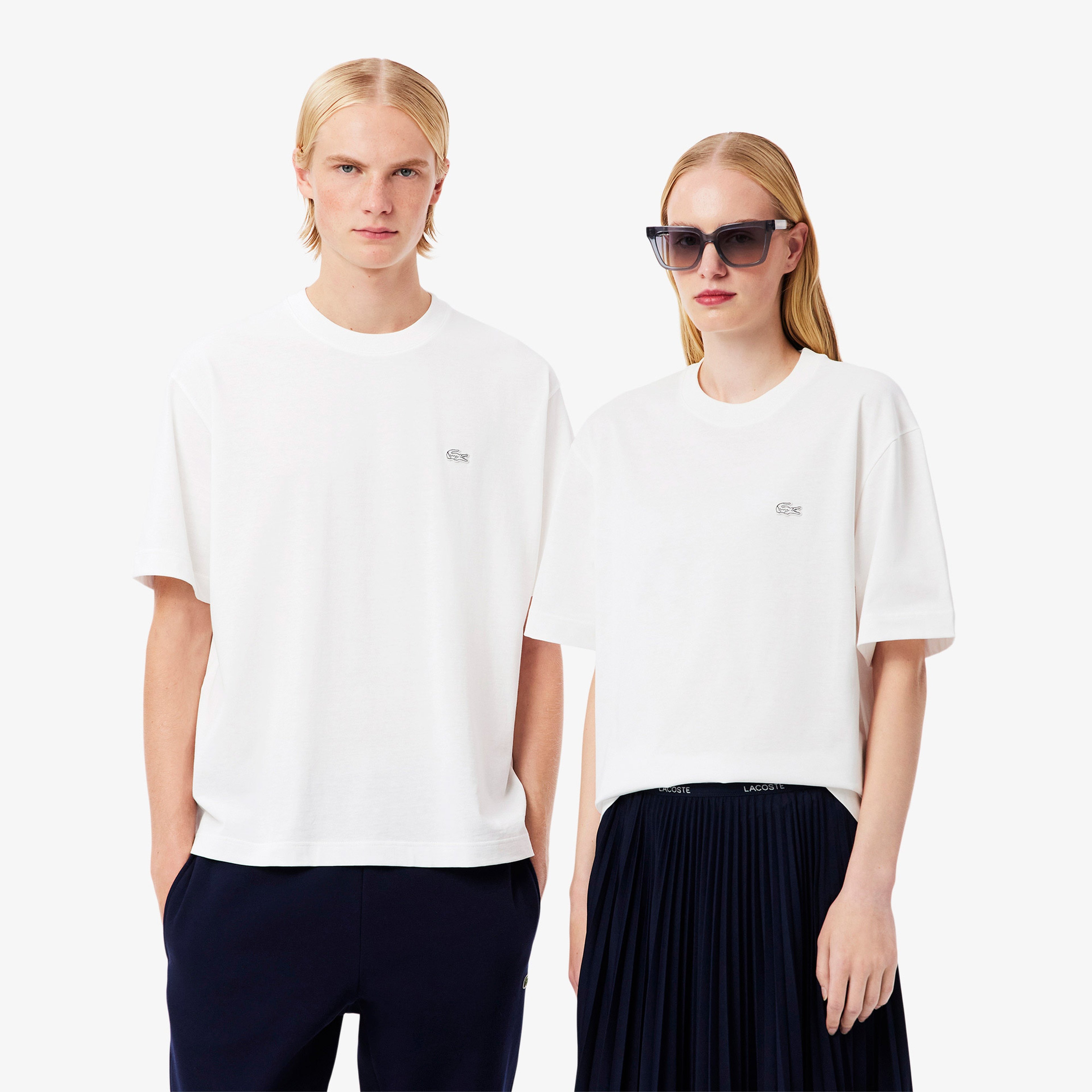 Unisex Loose Fit Bisiklet Yaka Beyaz T-Shirt