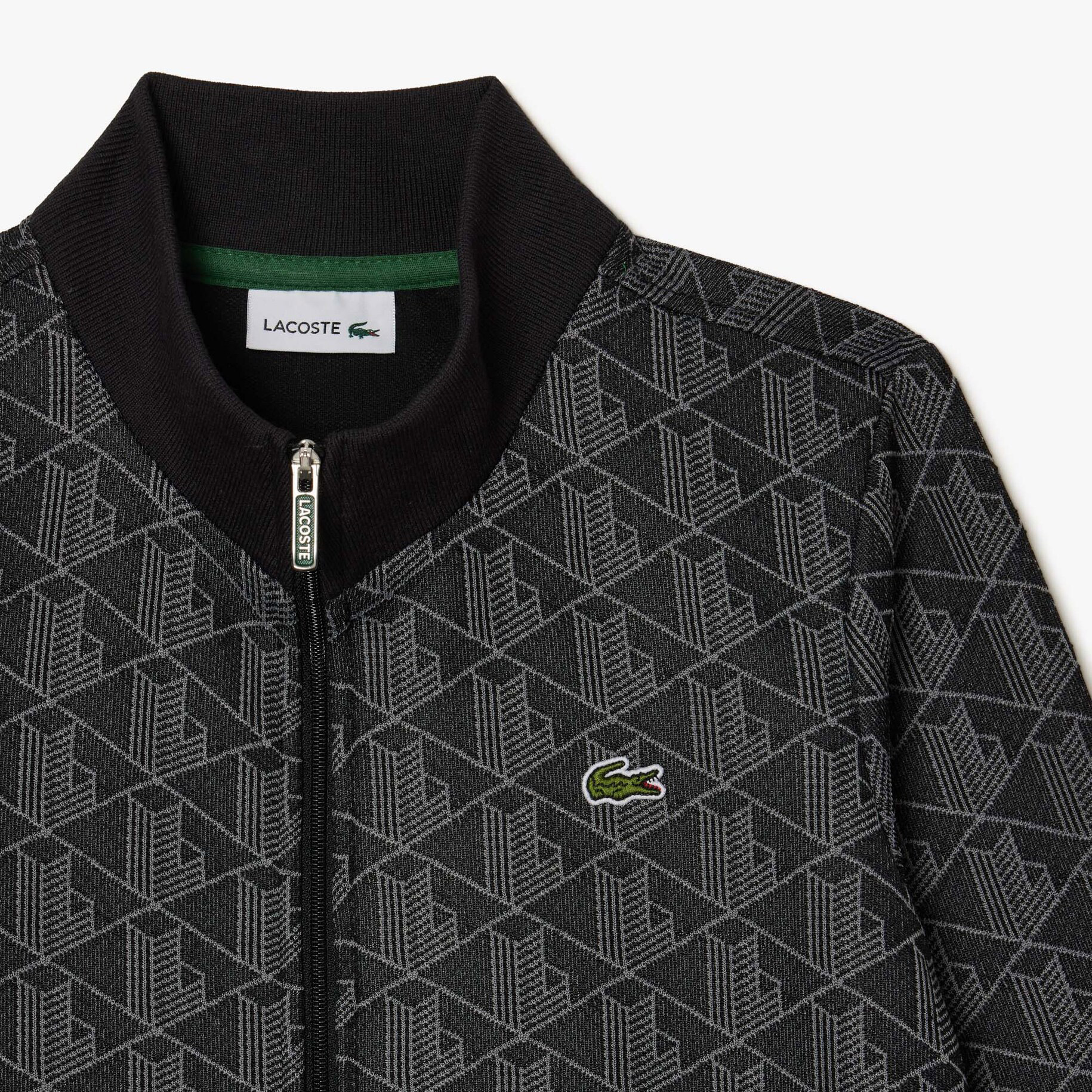 Lacoste Çocuk Fermuarlı Monogram Siyah Sweatshirt görsel 6