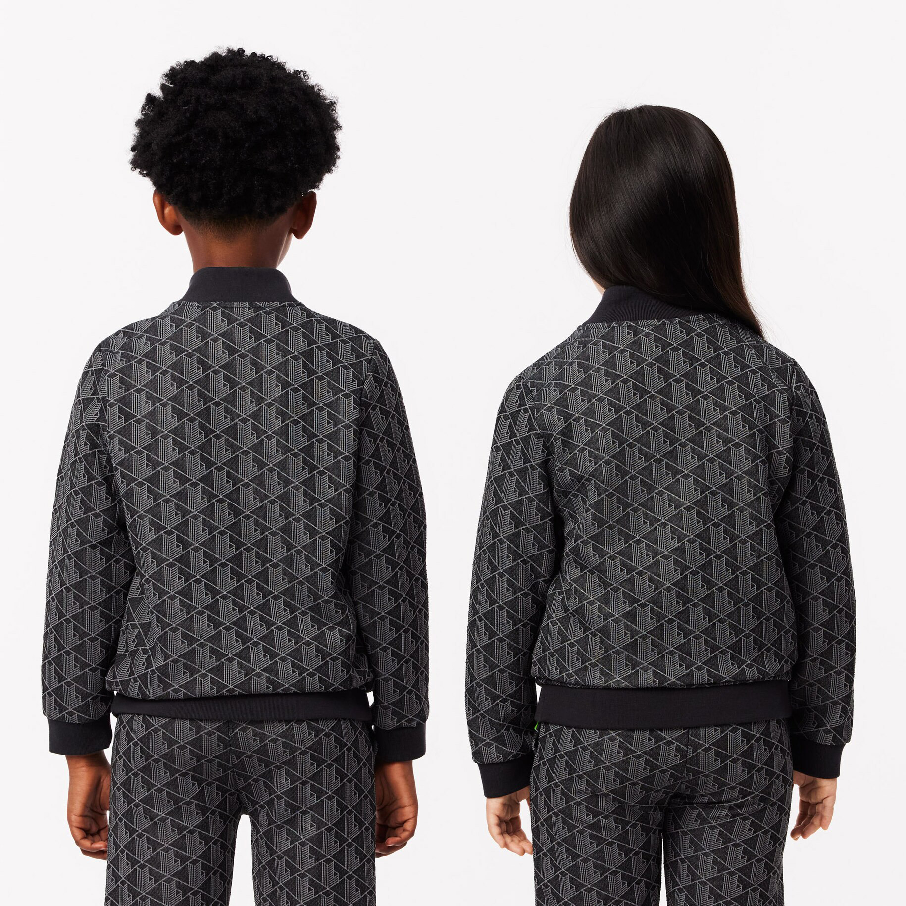Lacoste Çocuk Fermuarlı Monogram Siyah Sweatshirt görsel 3