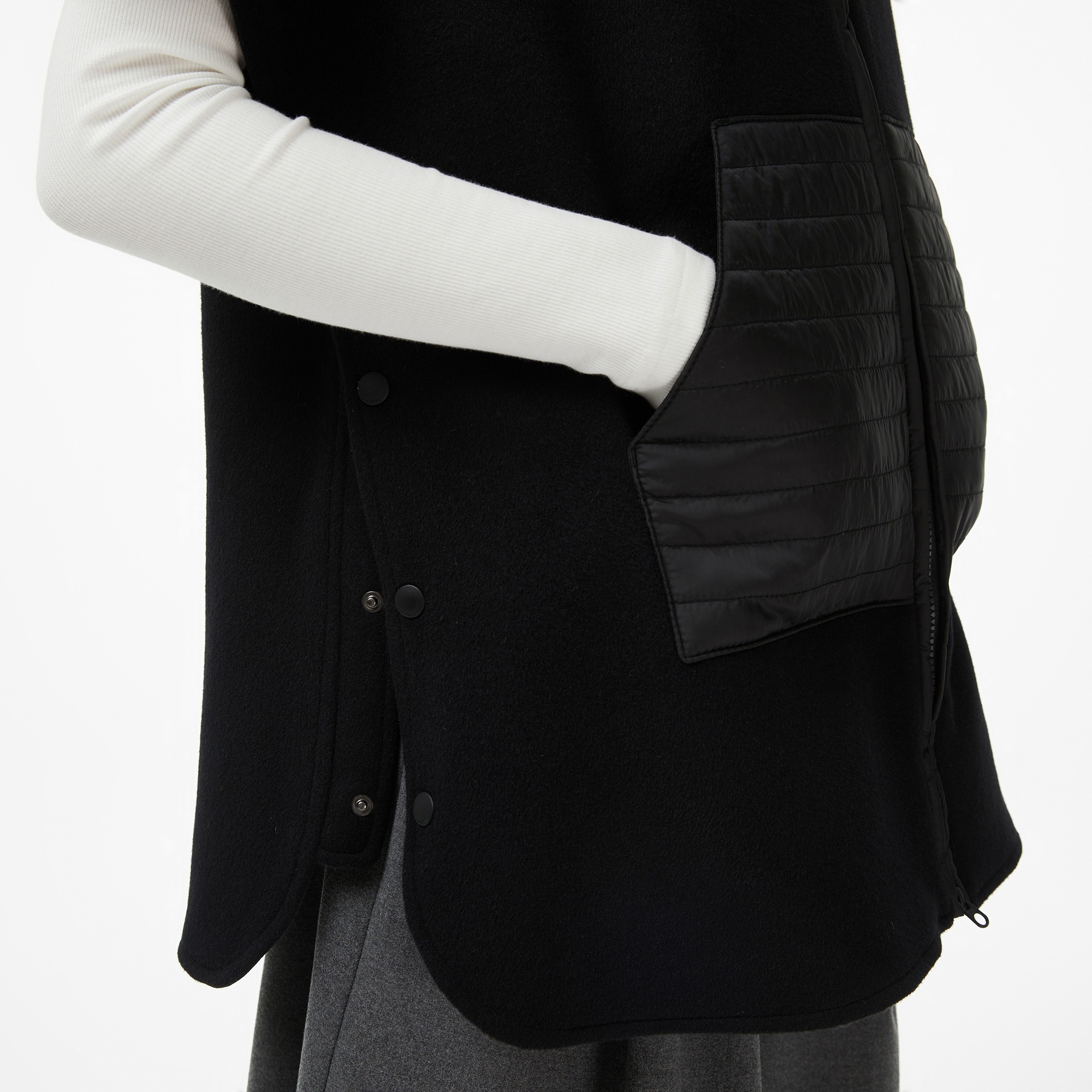 Kadın Kapüşonlu Siyah Mont