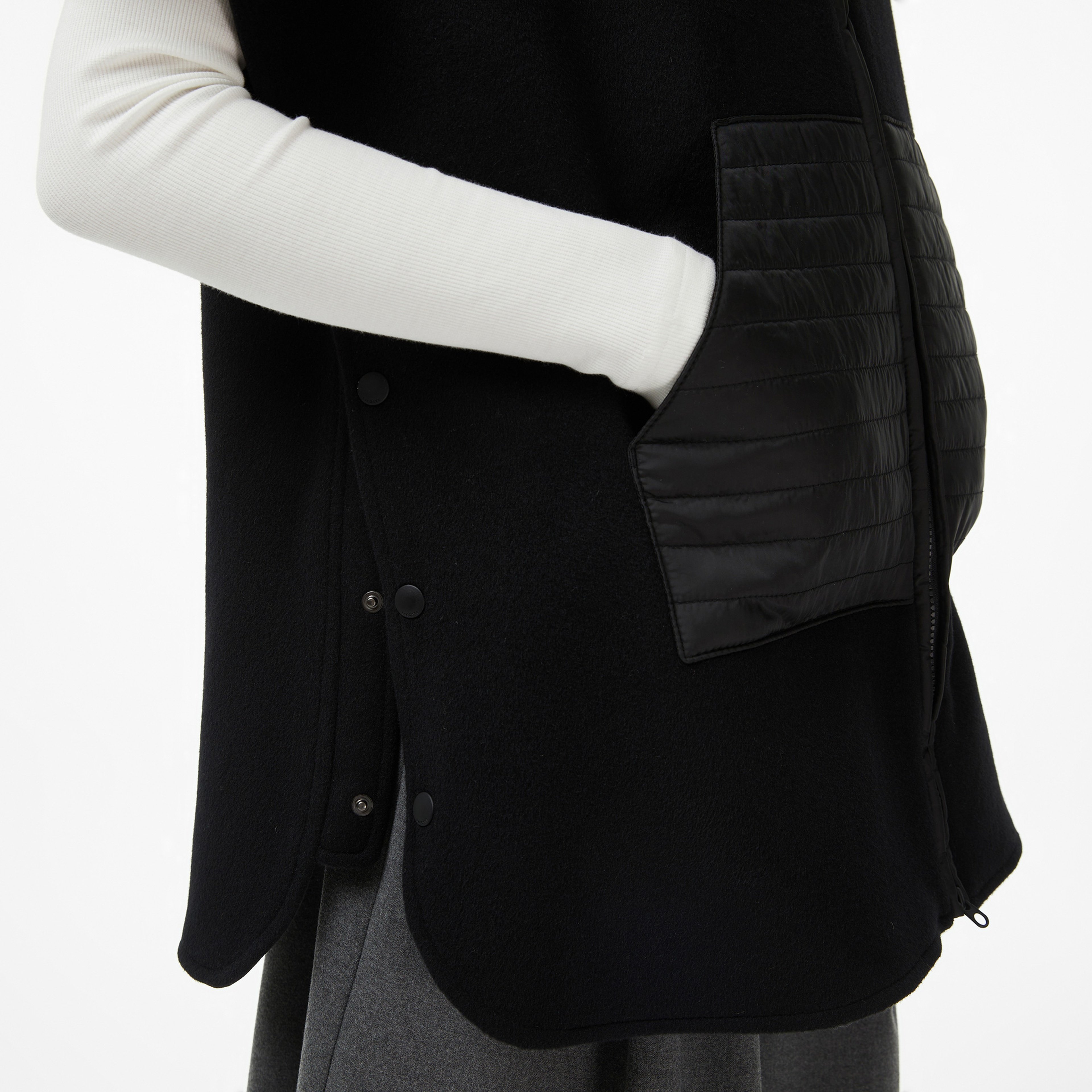 Kadın Kapüşonlu Siyah Mont