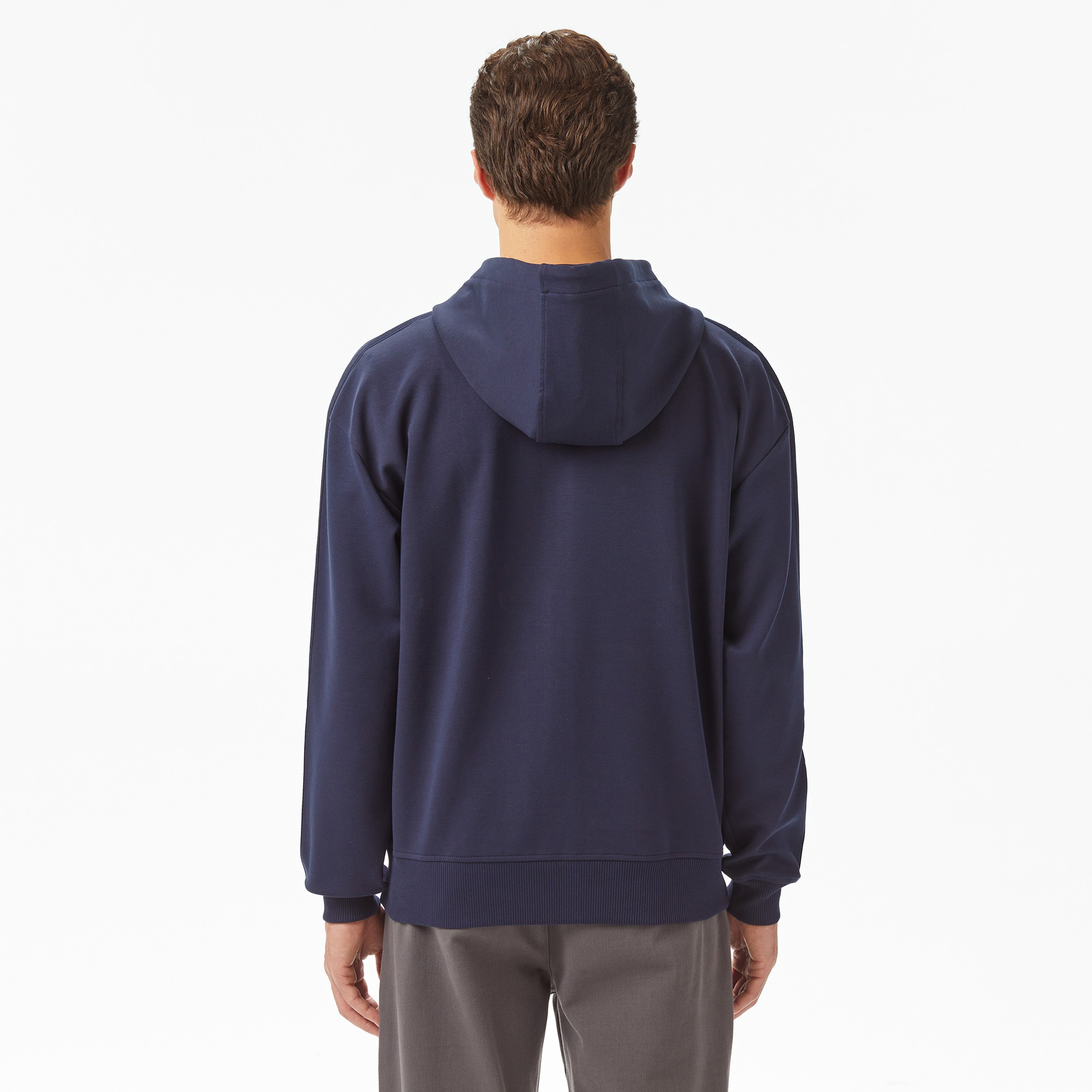 Erkek Relaxed Fit Kapüşonlu Lacivert Sweatshirt