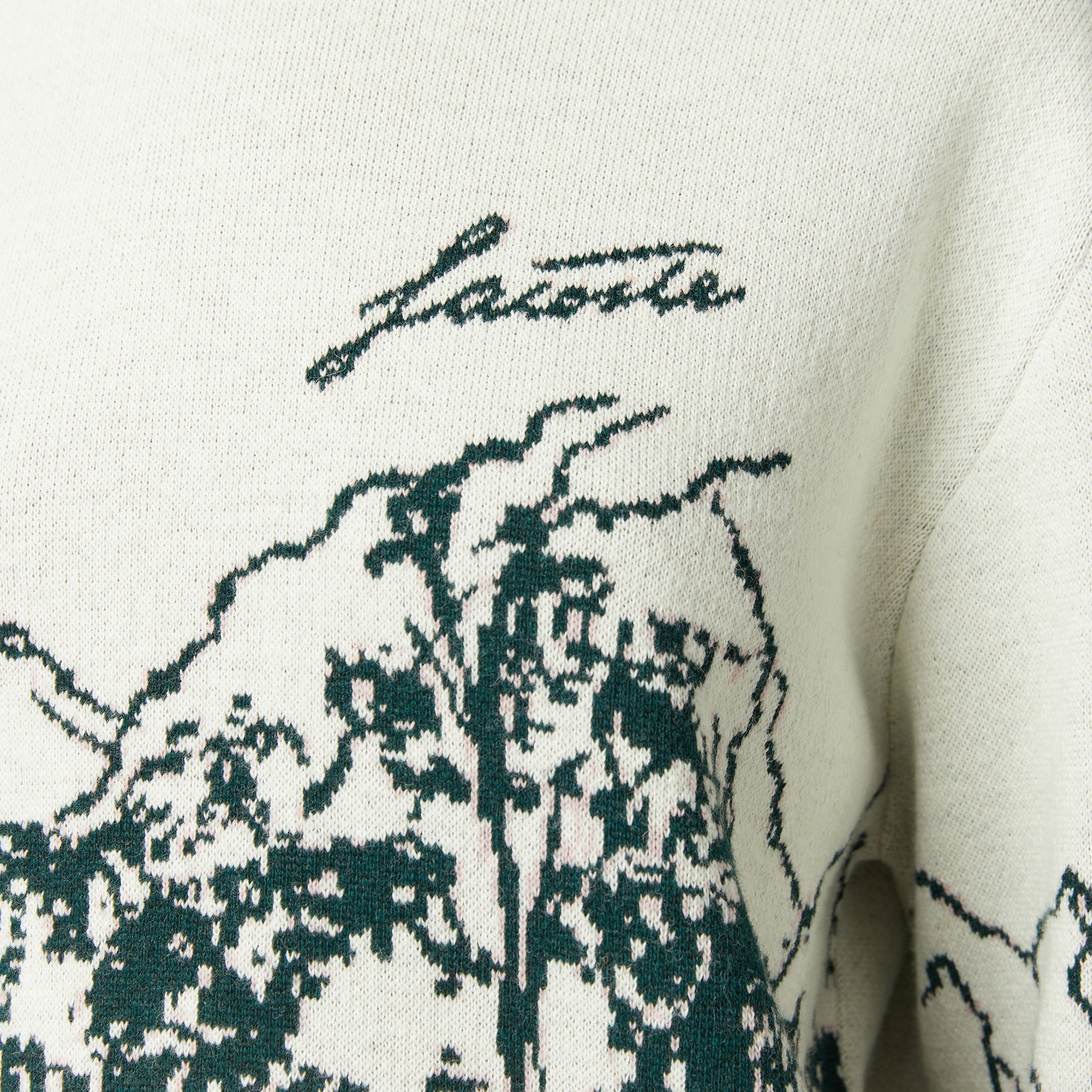 Kadın Relaxed Fit Bisiklet Yaka Desenli Krem Kazak