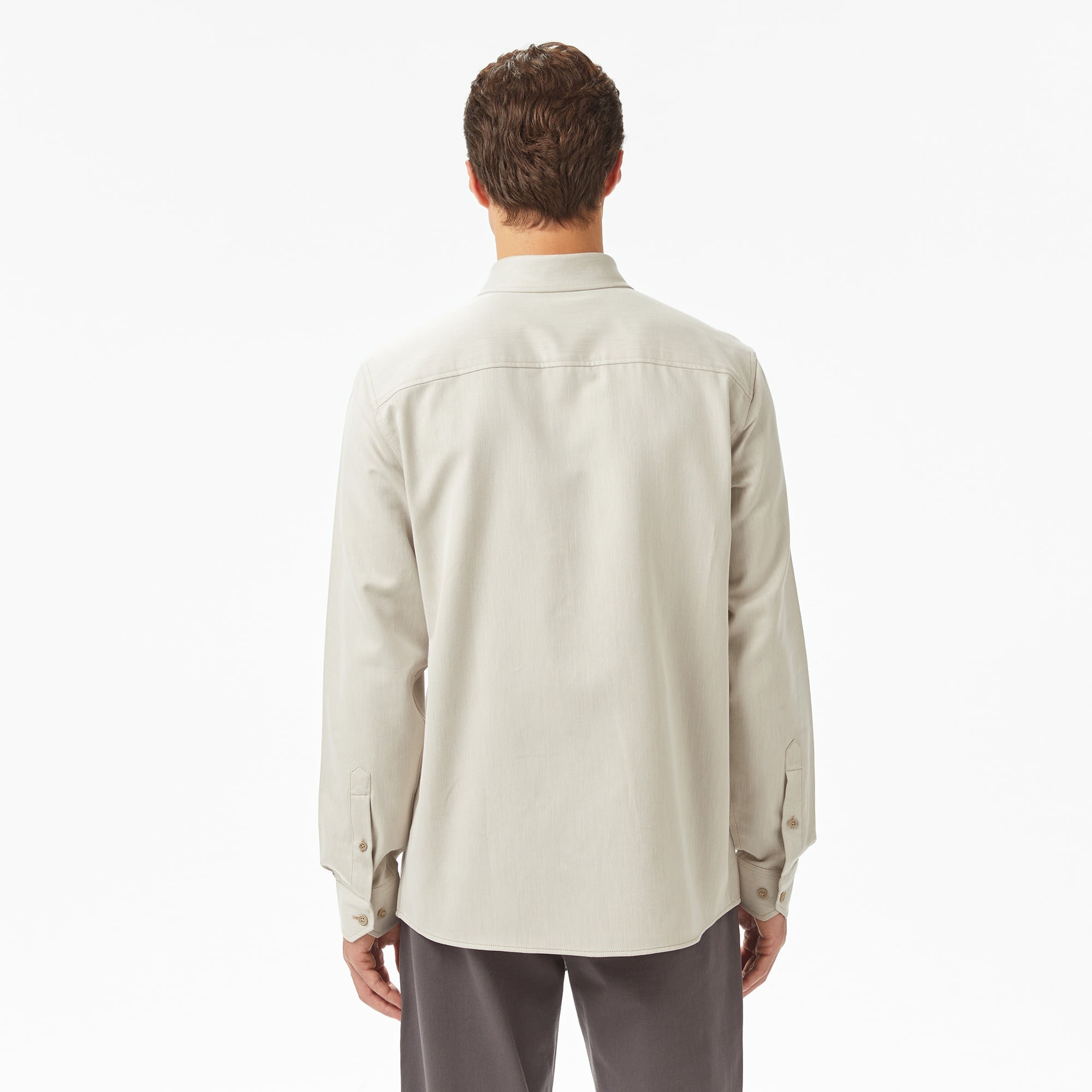 Erkek Regular Fit Düğmeli Yaka Bej Gömlek