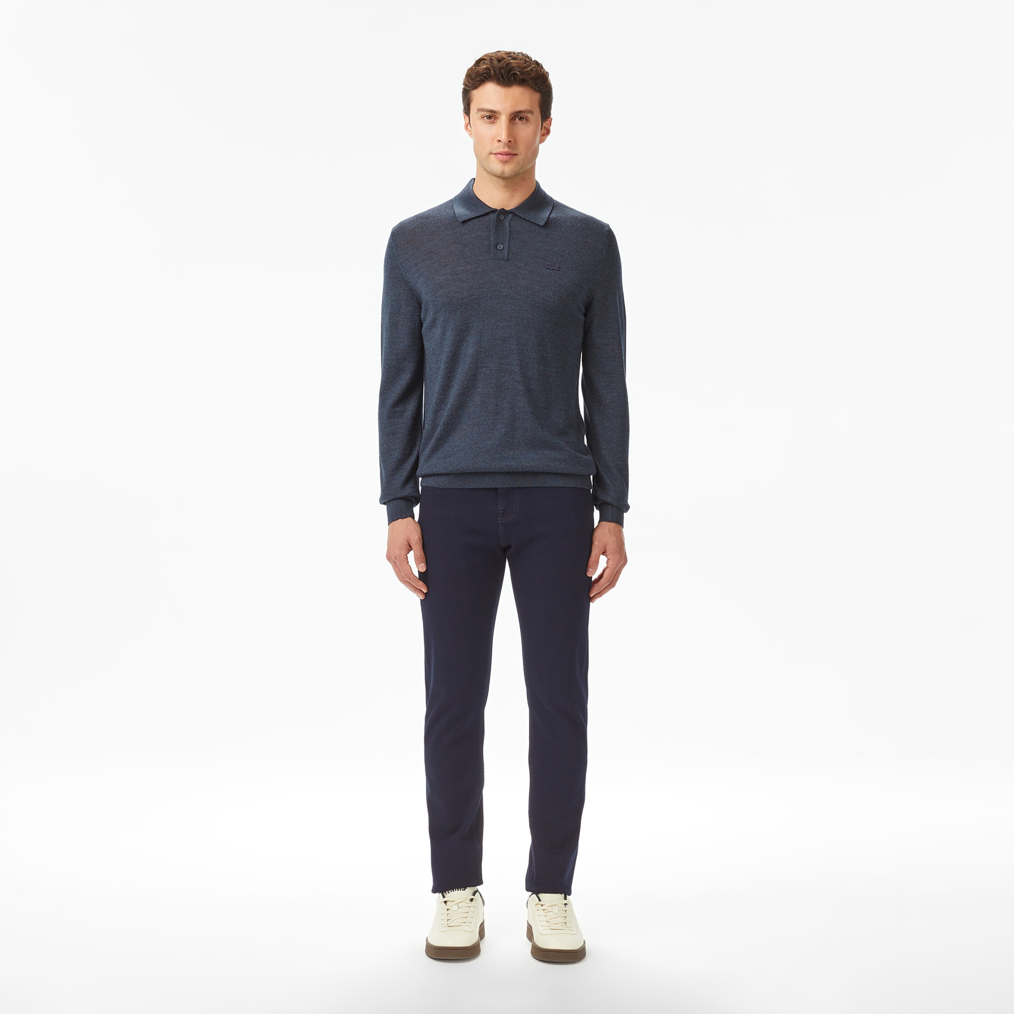 Erkek Classic Fit Polo Yaka Lacivert Kazak