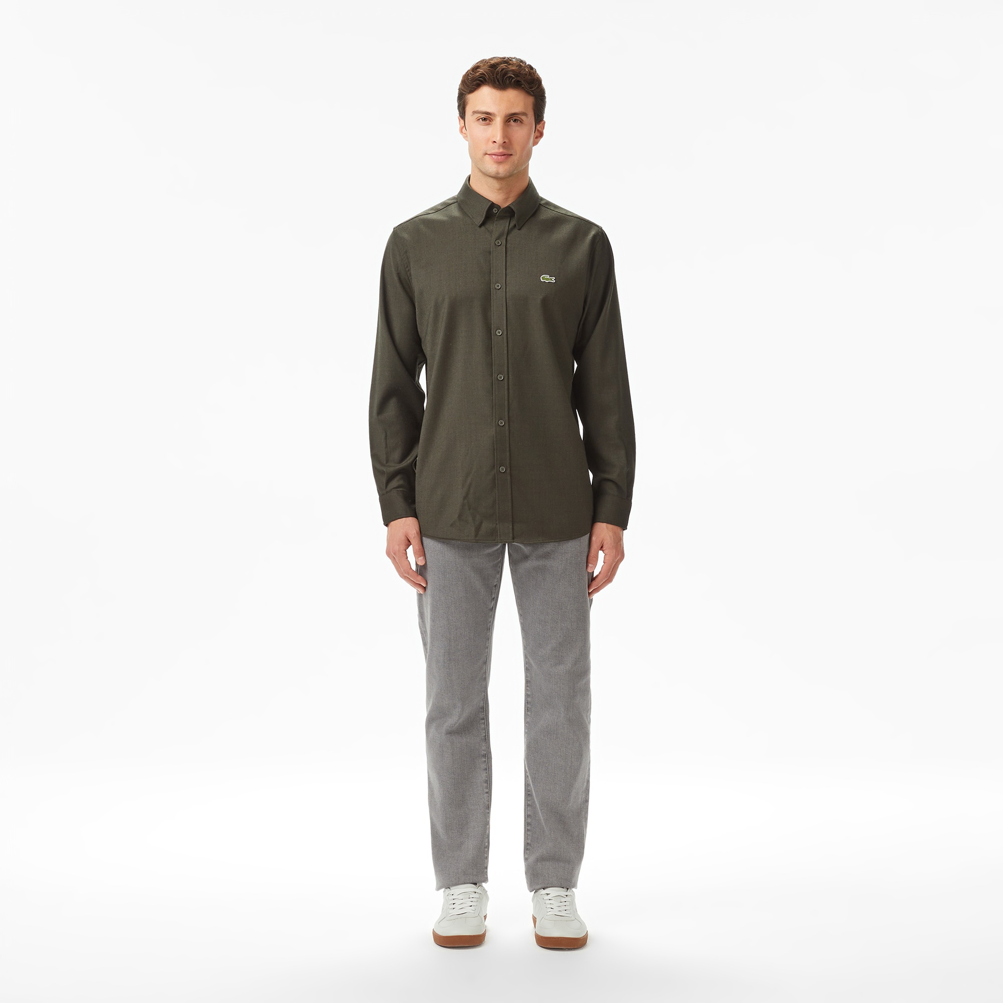 Erkek Regular Fit Koyu Yeşil Gömlek