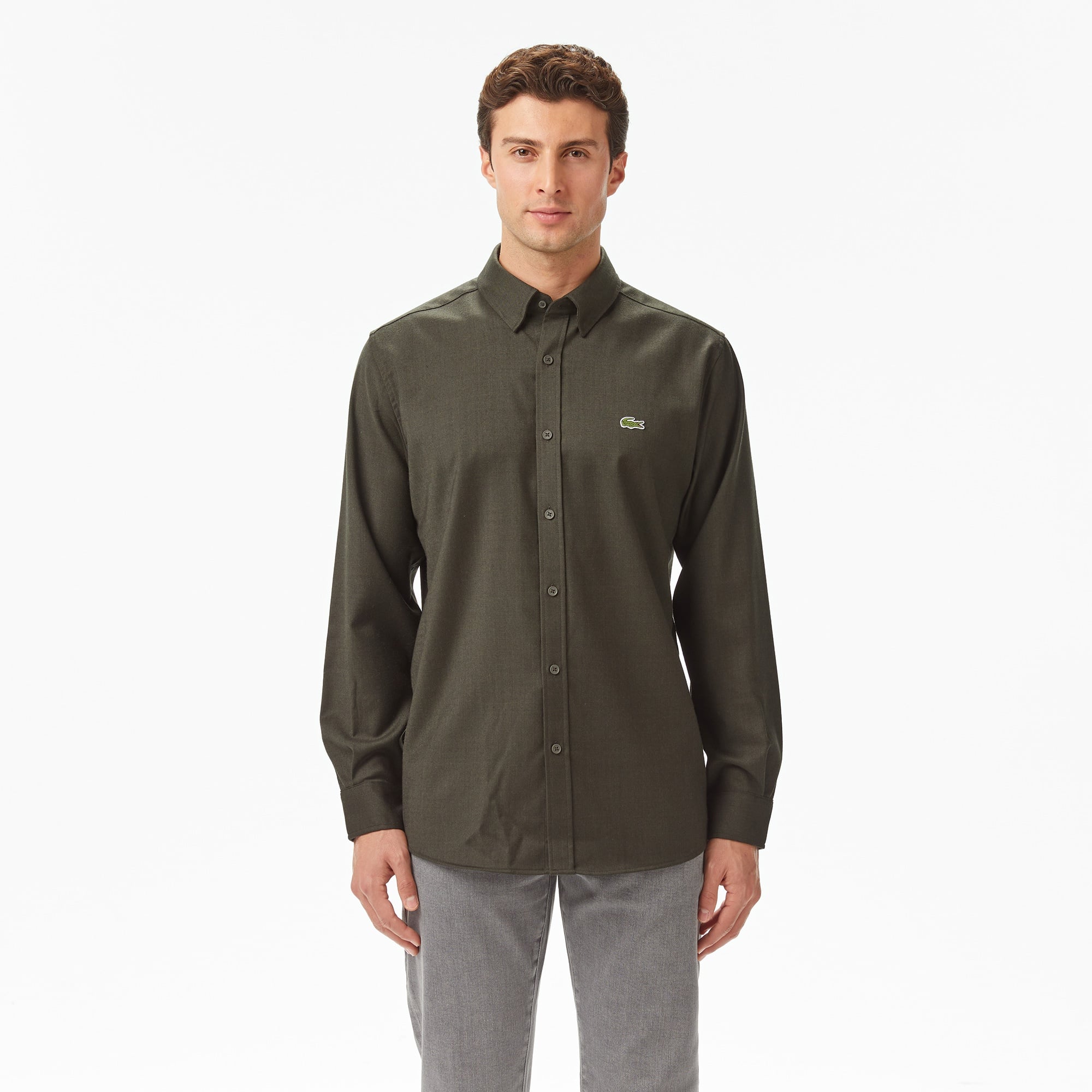 Erkek Regular Fit Koyu Yeşil Gömlek