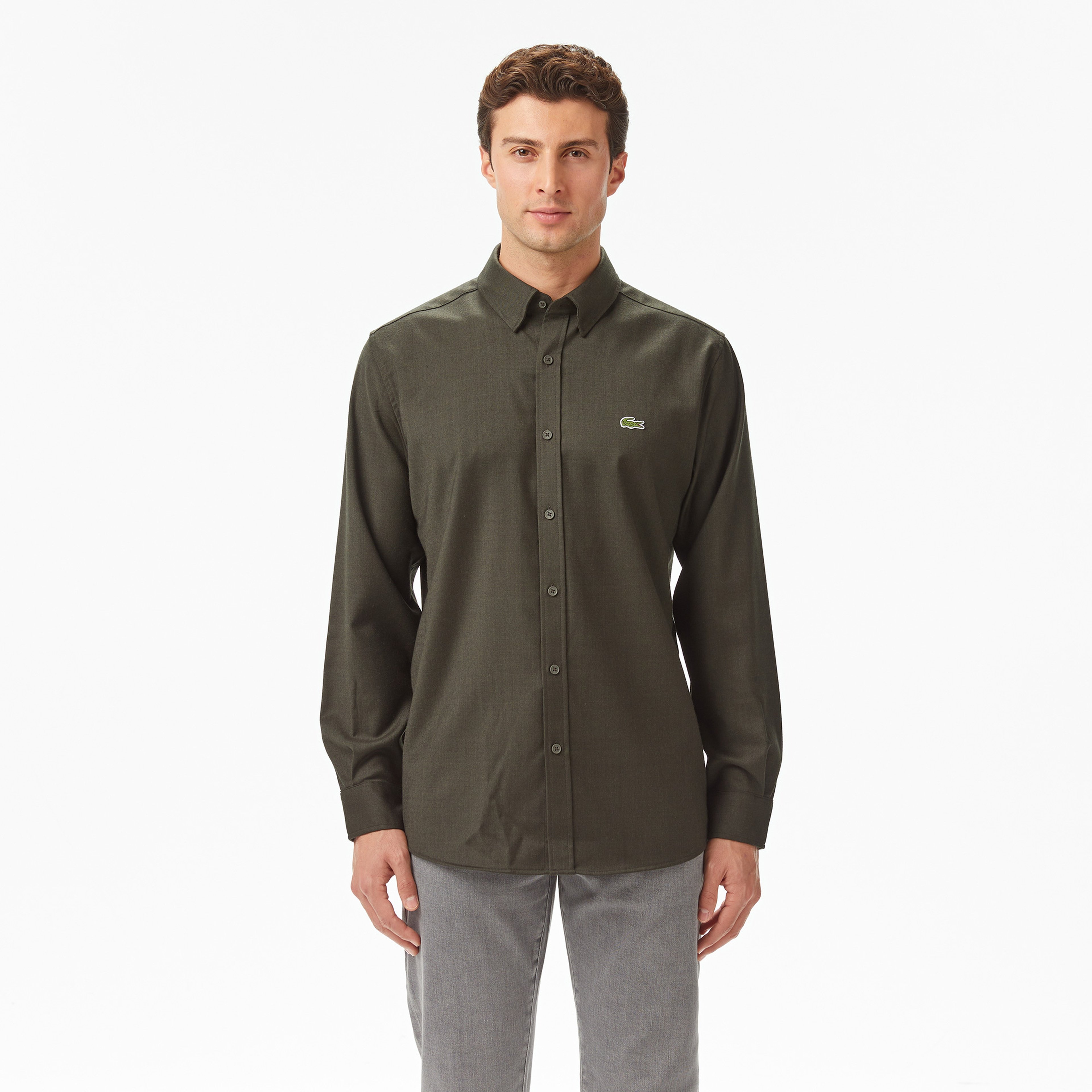 Erkek Regular Fit Koyu Yeşil Gömlek