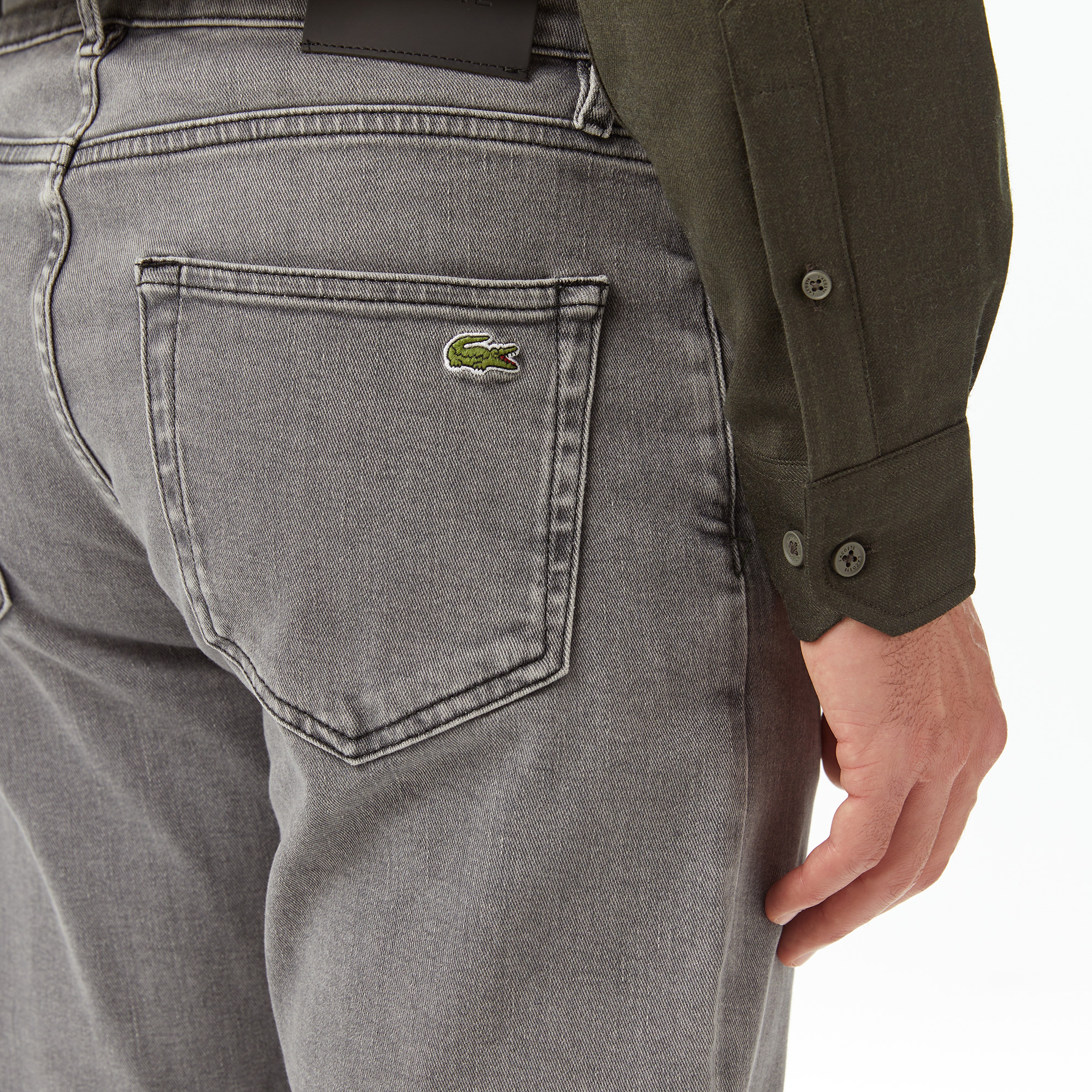 Erkek Regular Fit Gri Jean Pantolon