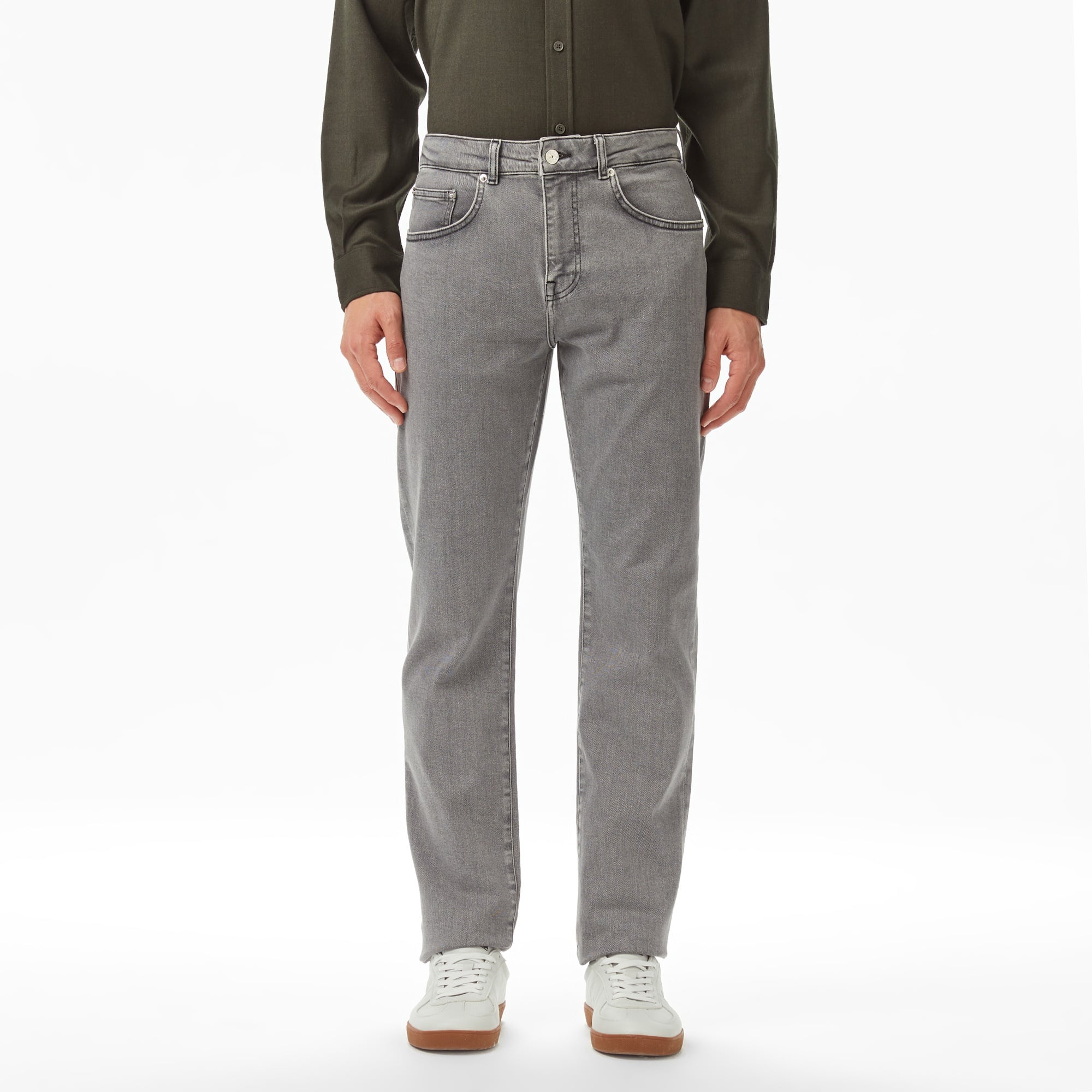 Erkek Regular Fit Gri Jean Pantolon