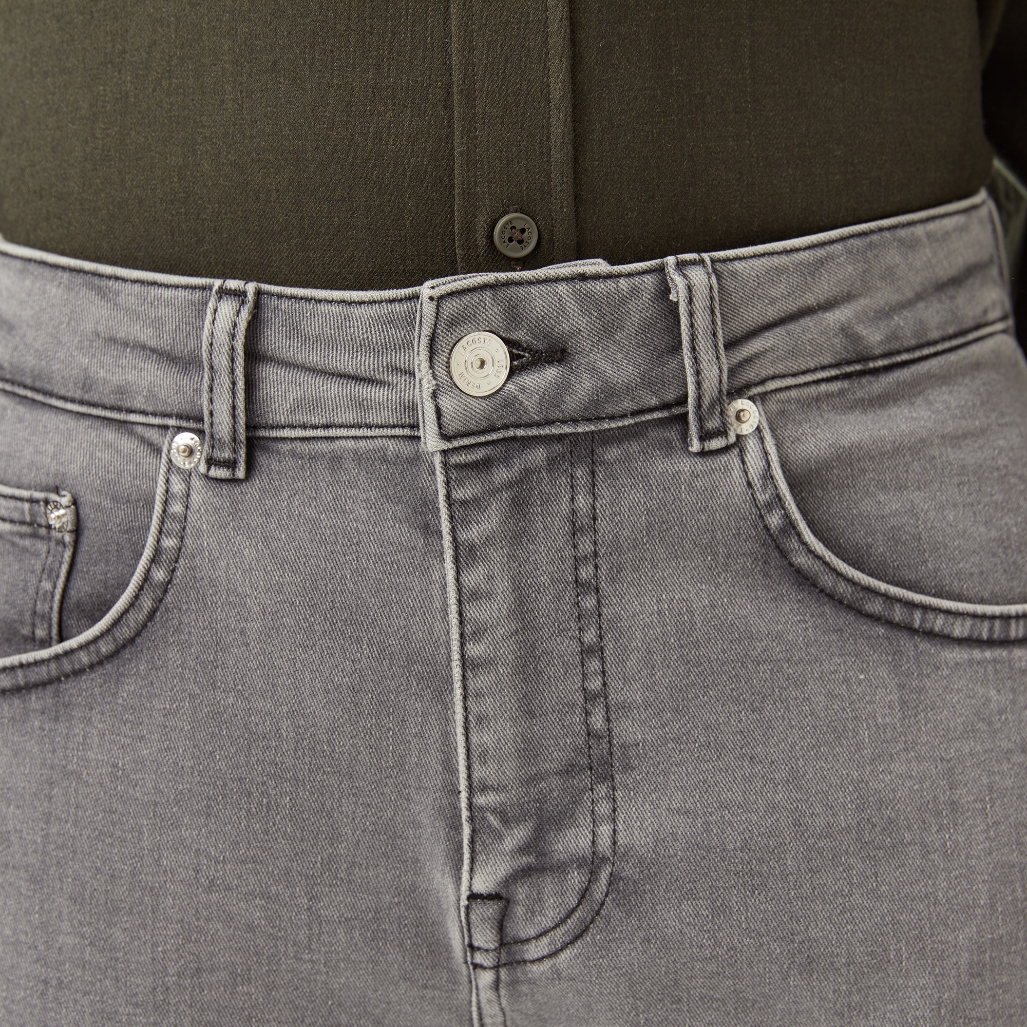 Erkek Regular Fit Gri Jean Pantolon