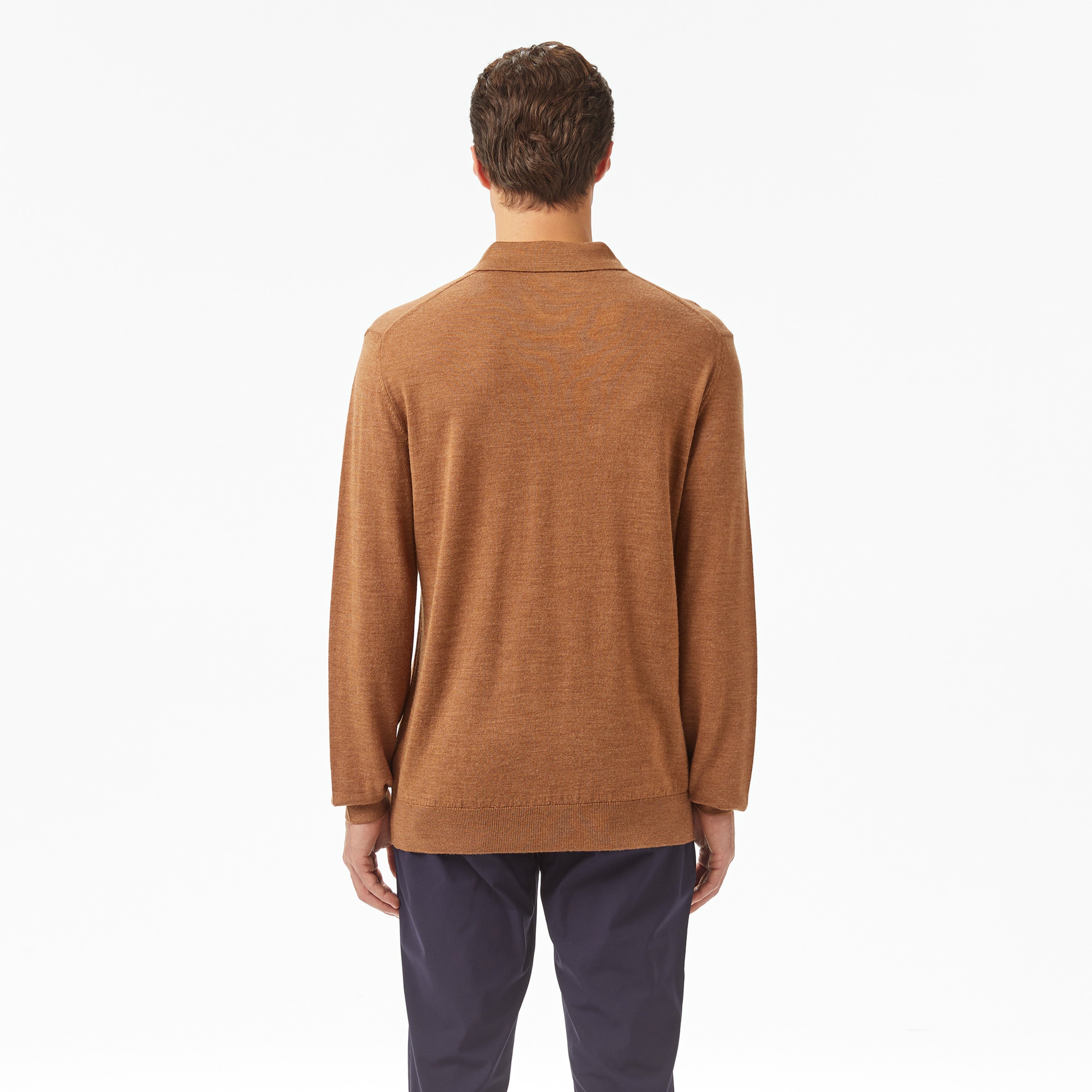 Erkek Classic Fit Polo Yaka Kahverengi Kazak