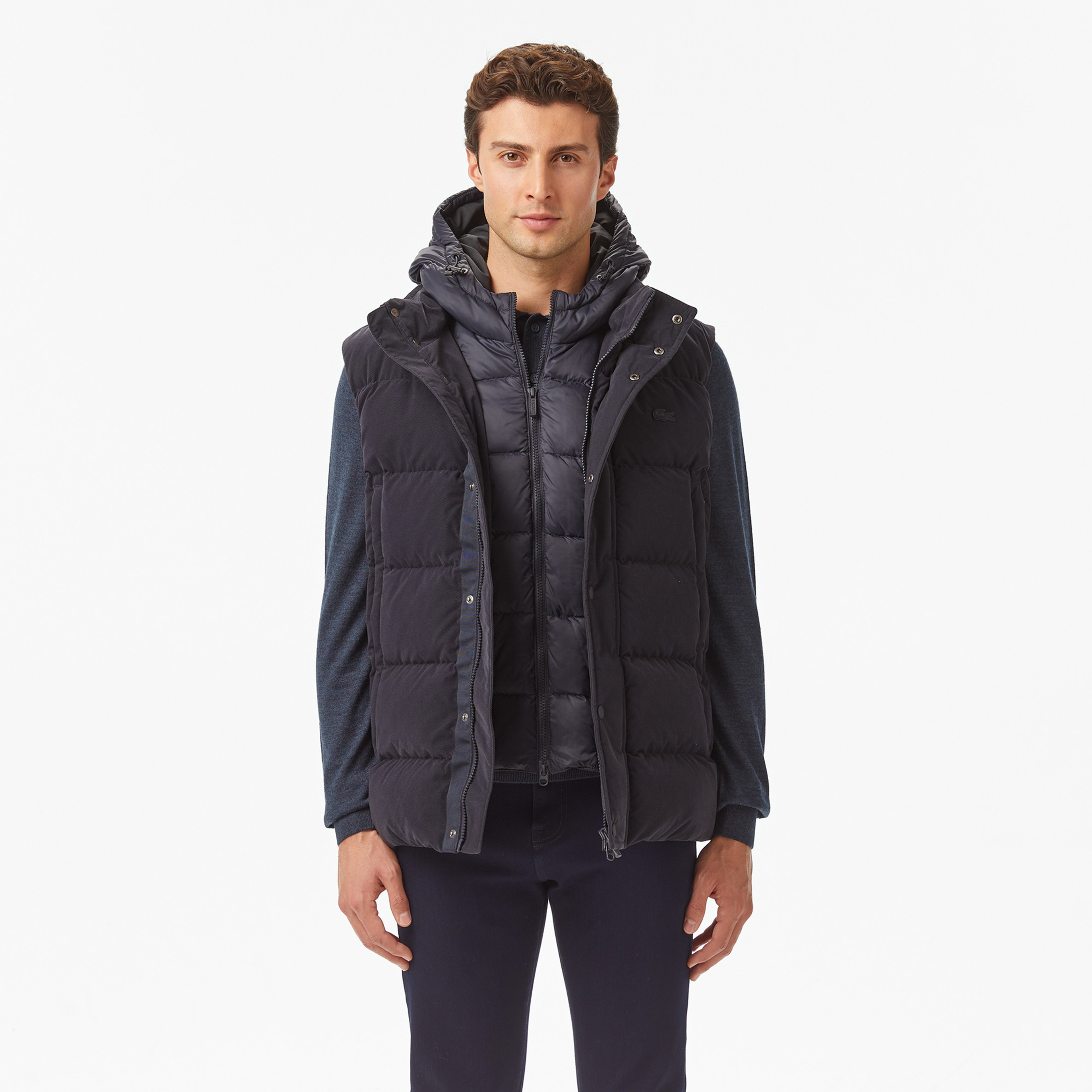 Erkek Kapüşonlu Lacivert Yelek