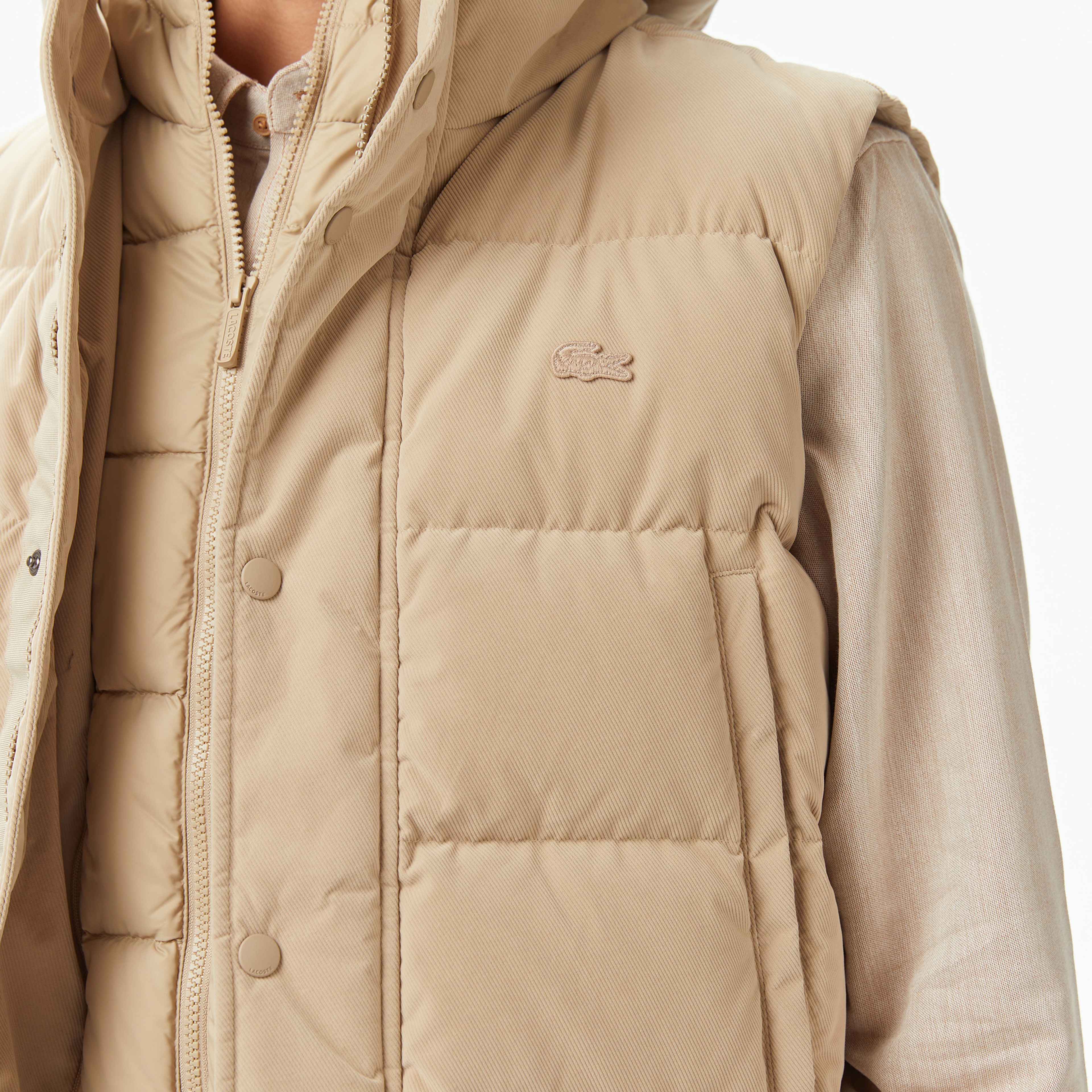 Erkek Kapüşonlu Açık Kahverengi Yelek