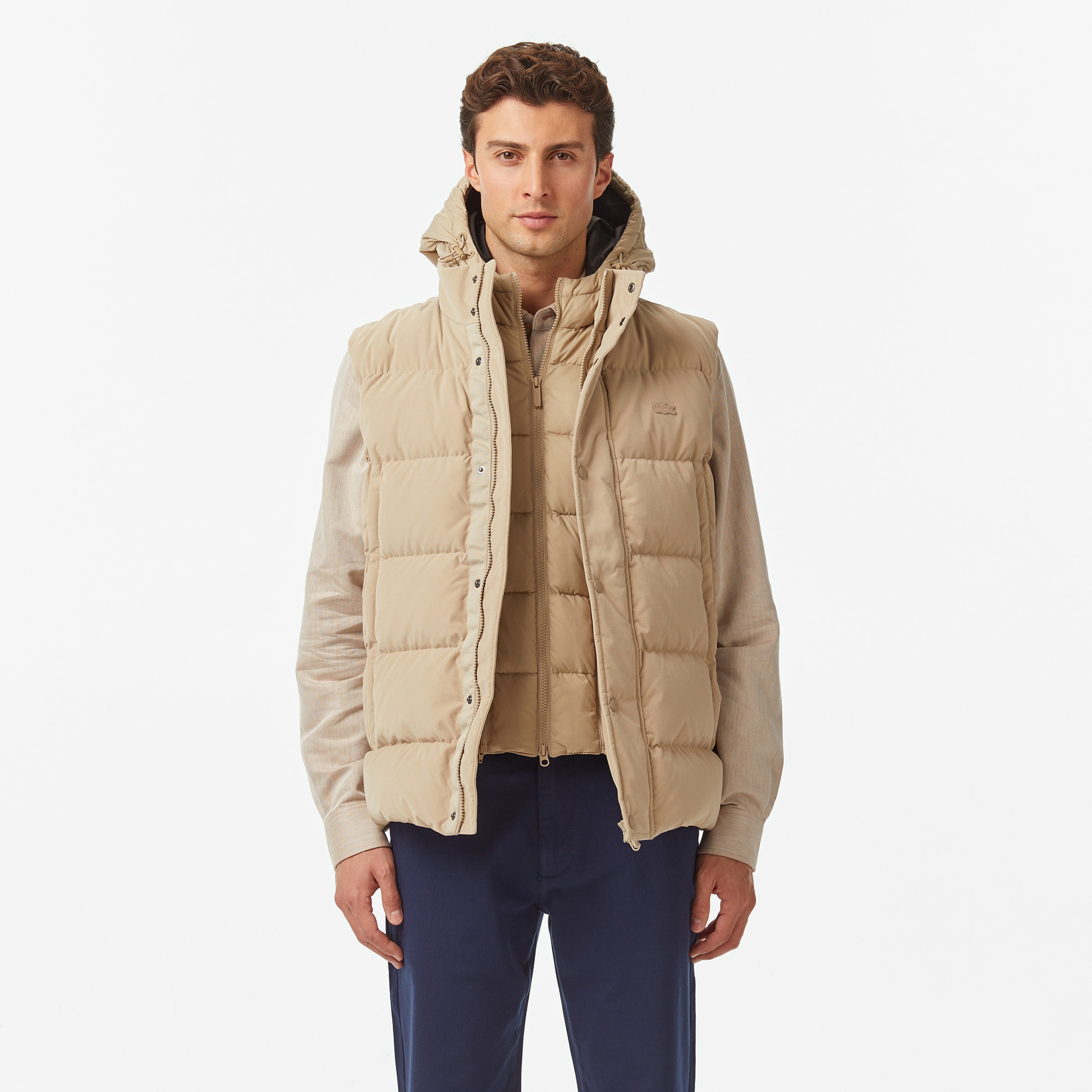 Erkek Kapüşonlu Açık Kahverengi Yelek