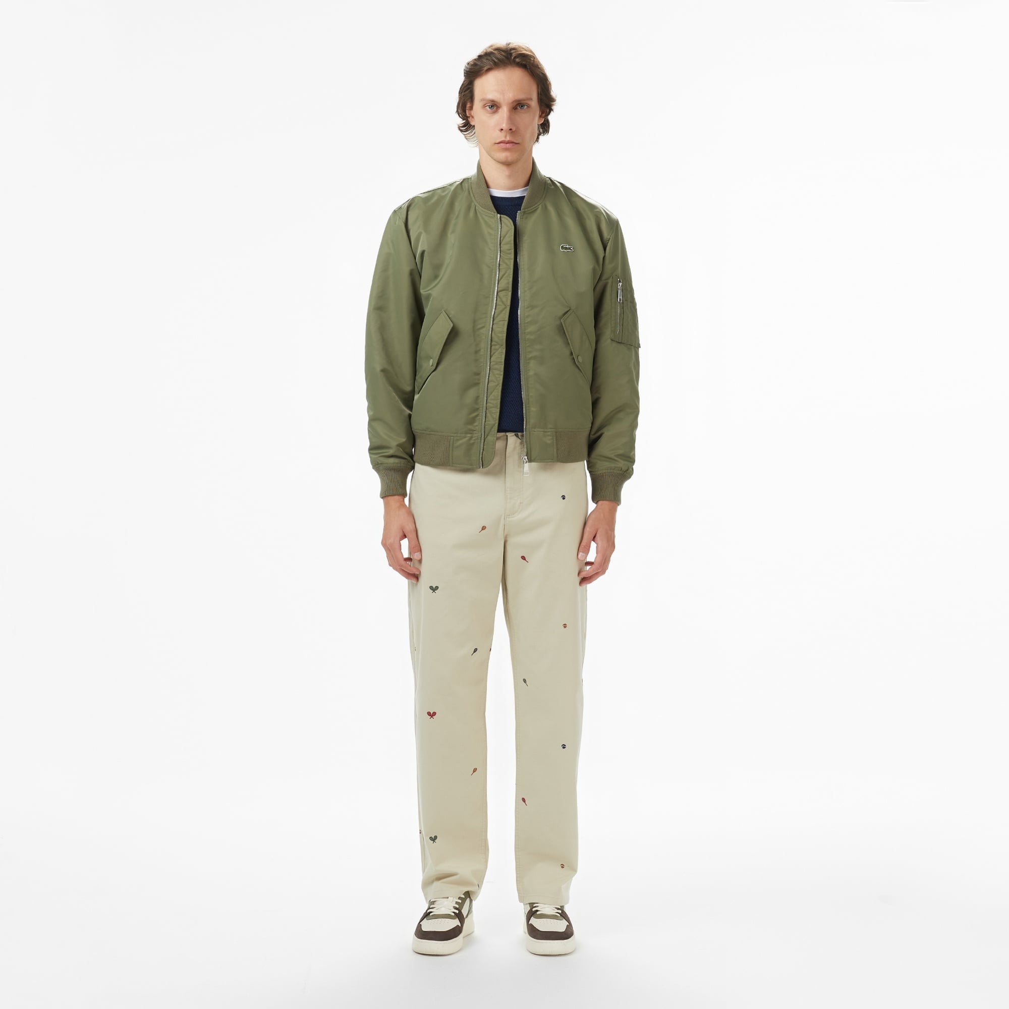 Lacoste Erkek Hakim Yaka Haki Bomber Ceket