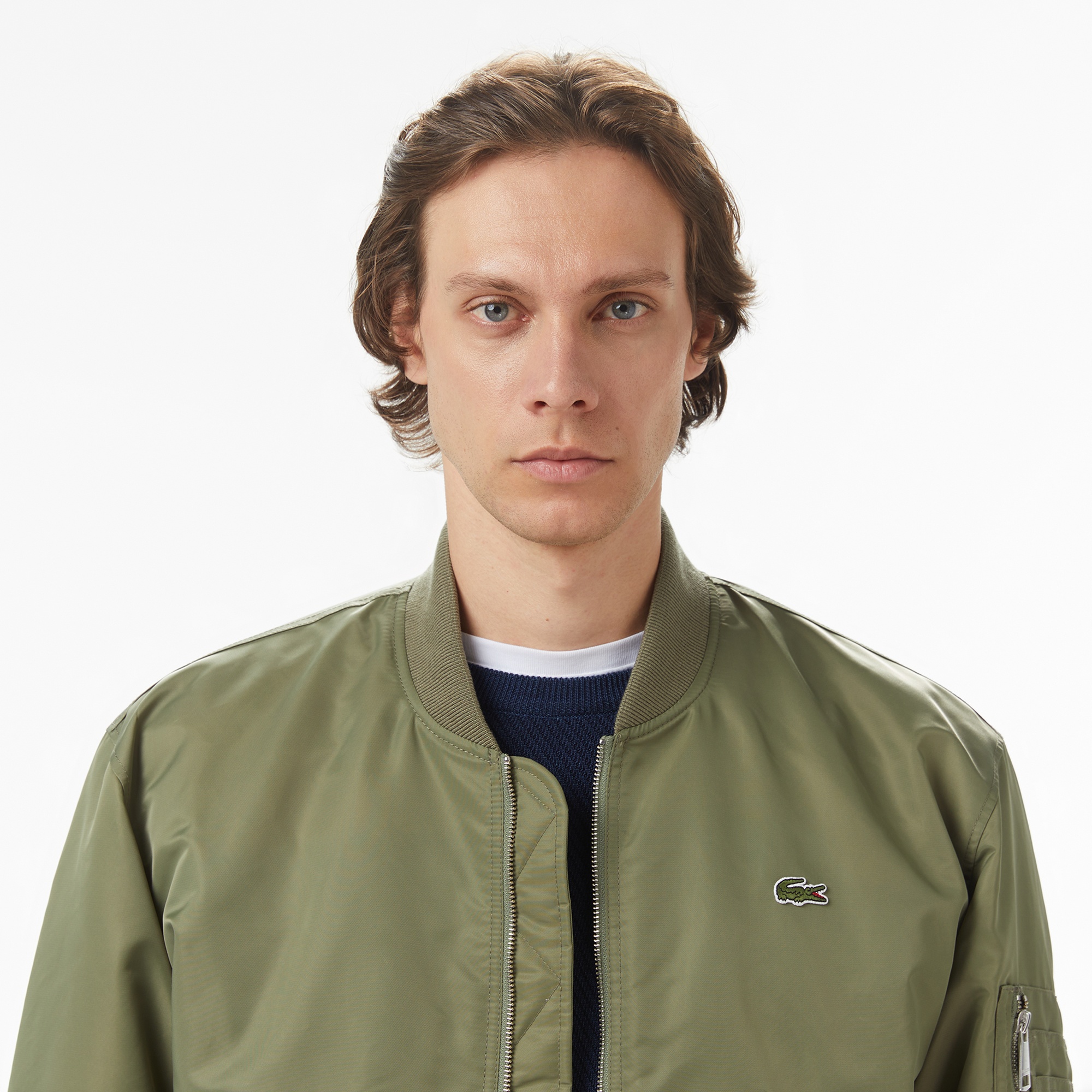Lacoste Erkek Hakim Yaka Haki Bomber Ceket