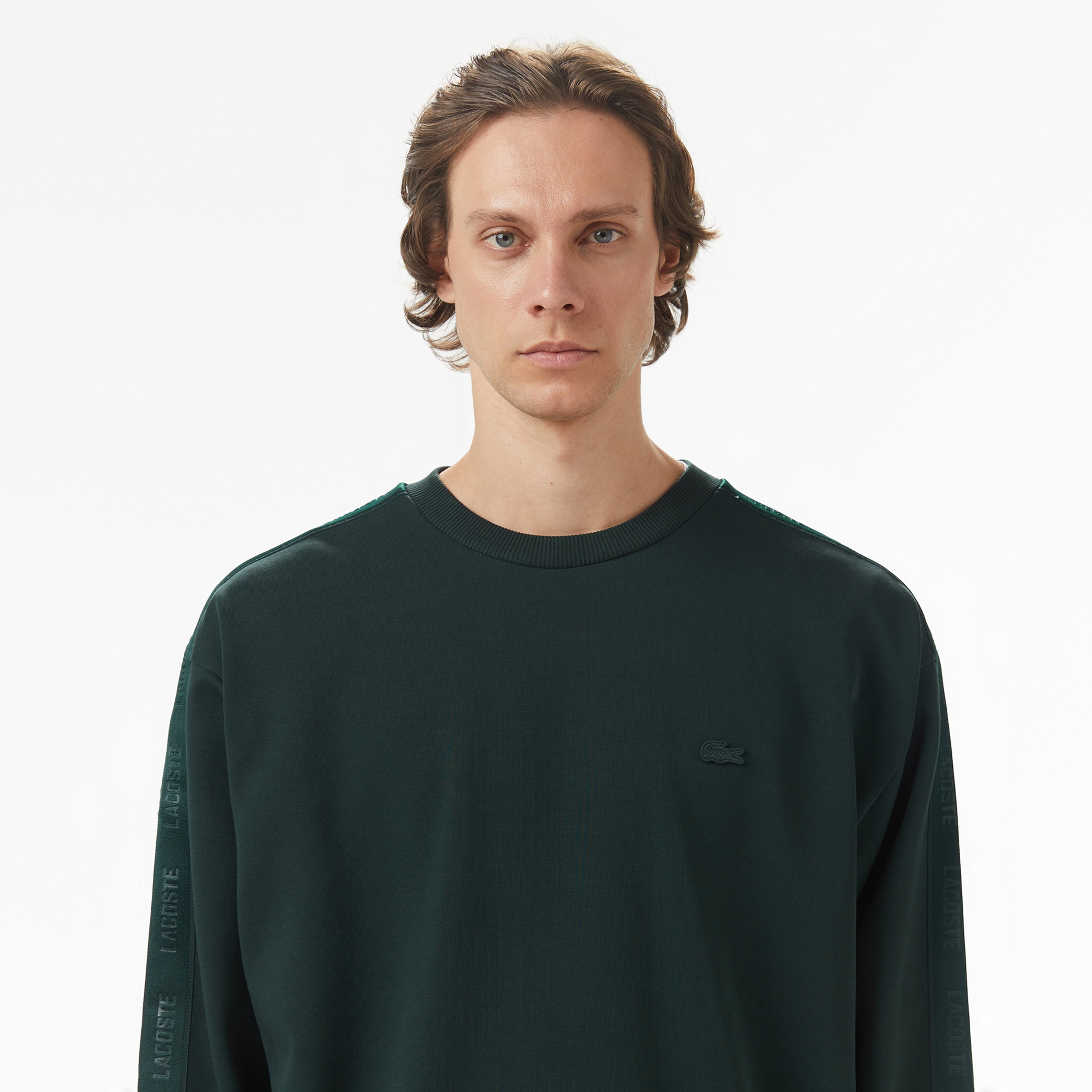 Erkek Relaxed Fit Bisiklet Yaka Koyu Yeşil Sweatshirt