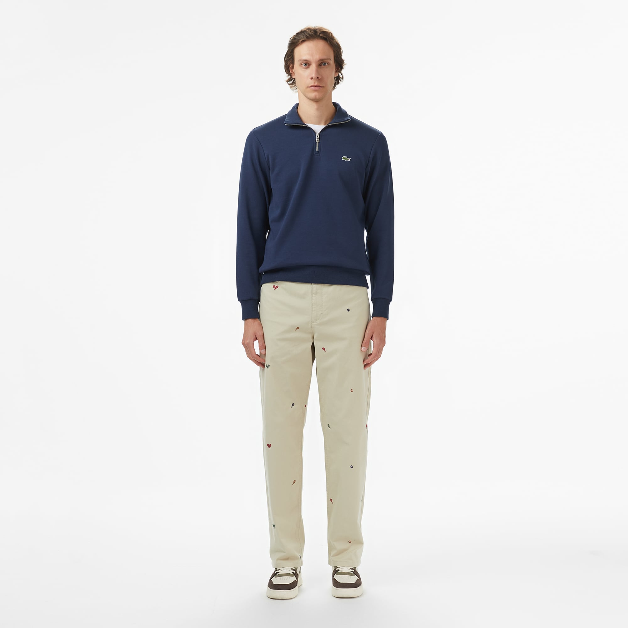 Lacoste Erkek Classic Fit Yarım Fermuarlı Lacivert Sweatshirt görsel 6