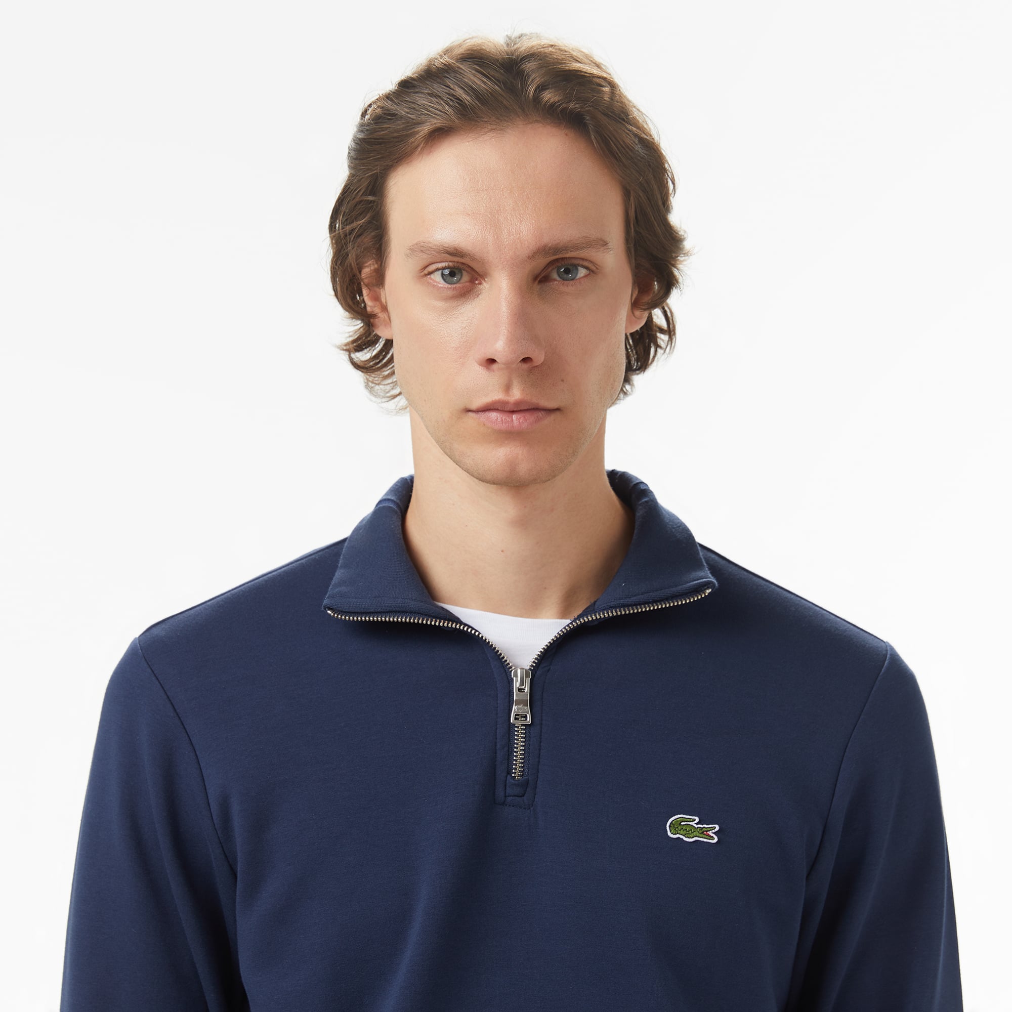 Lacoste Erkek Classic Fit Yarım Fermuarlı Lacivert Sweatshirt görsel 2