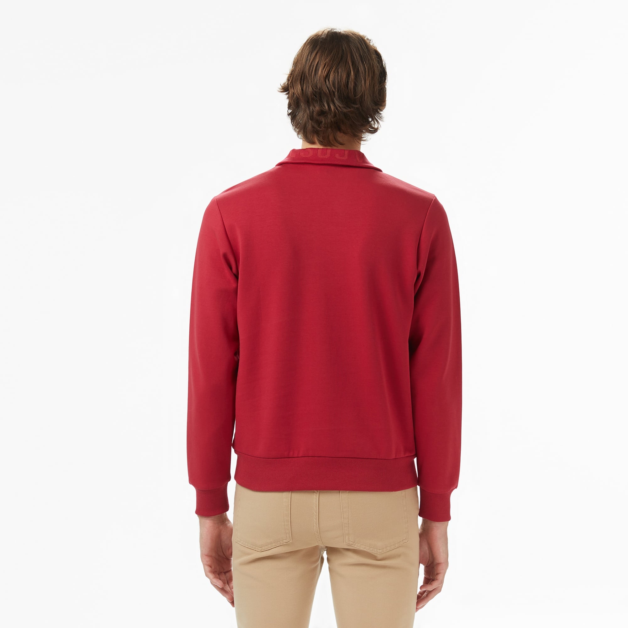Erkek Classic Fit Yarım Fermuarlı Bordo Sweatshirt