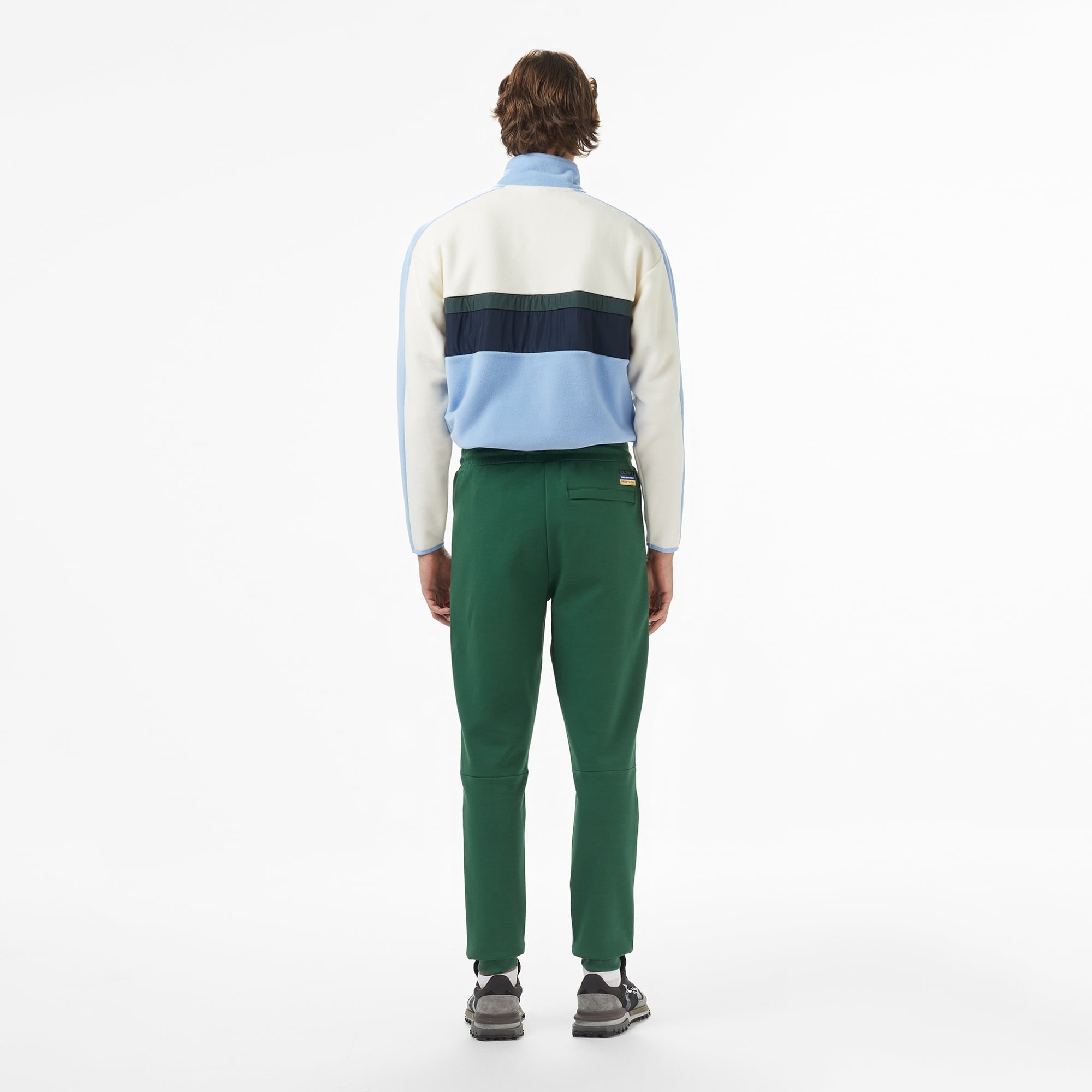 Erkek Slim Fit Renk Bloklu Yeşil Eşofman Altı