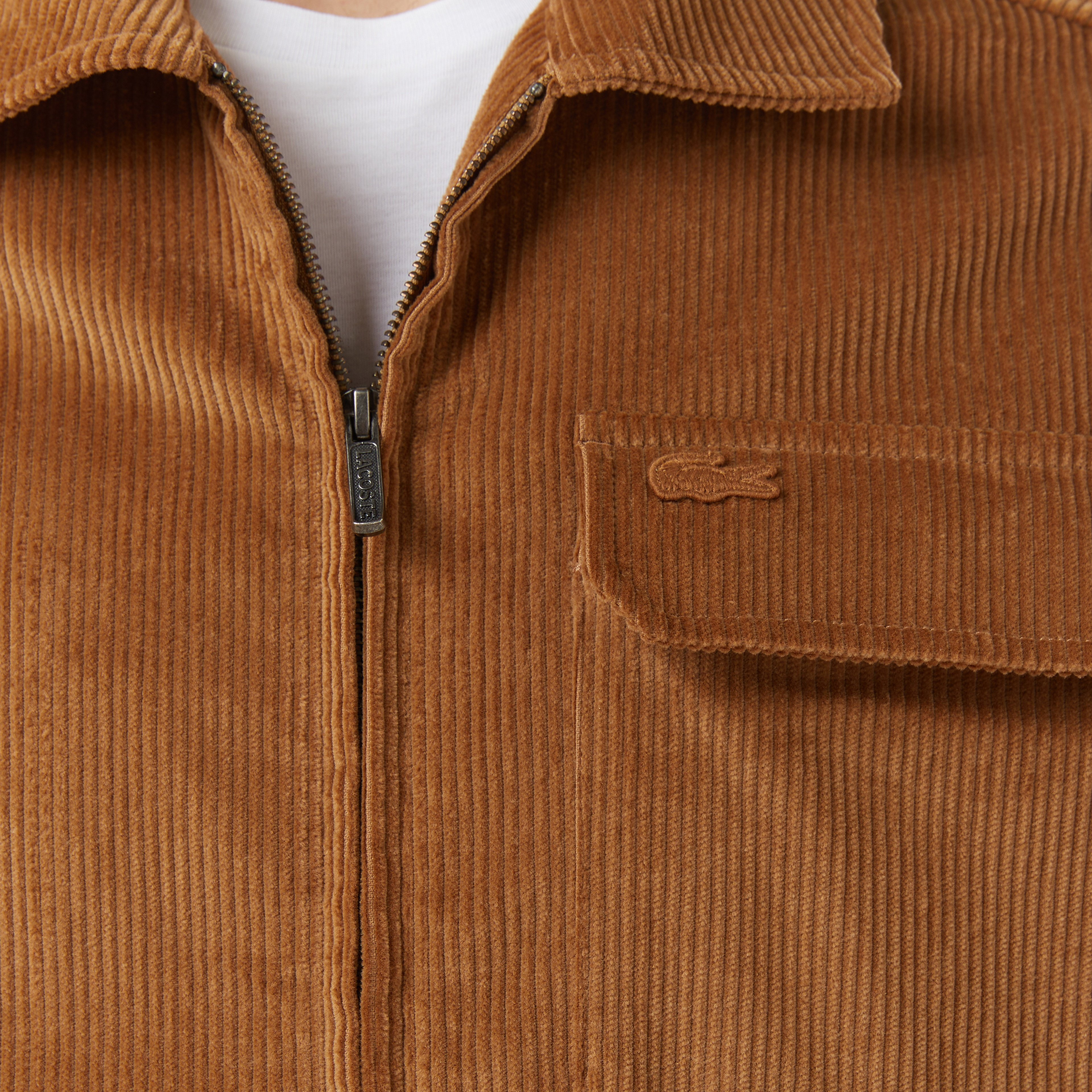 Erkek Relaxed Fit Fermuarlı Kahverengi Dış Gömlek