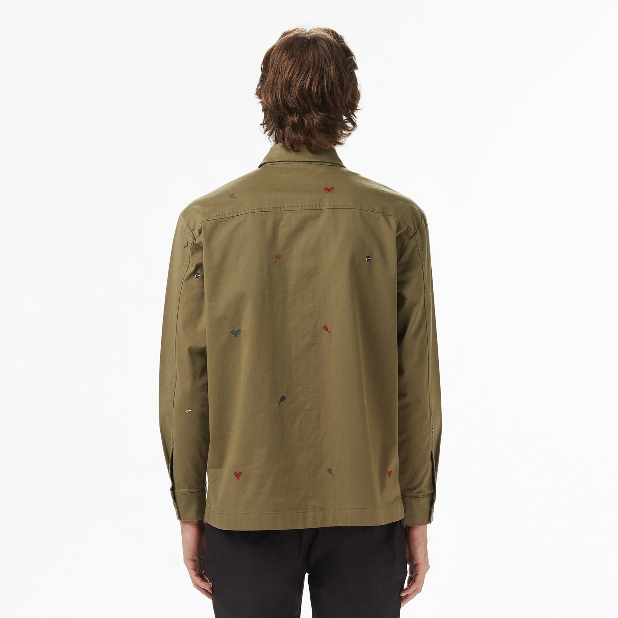 Erkek Relaxed Fit Desenli Haki Gömlek