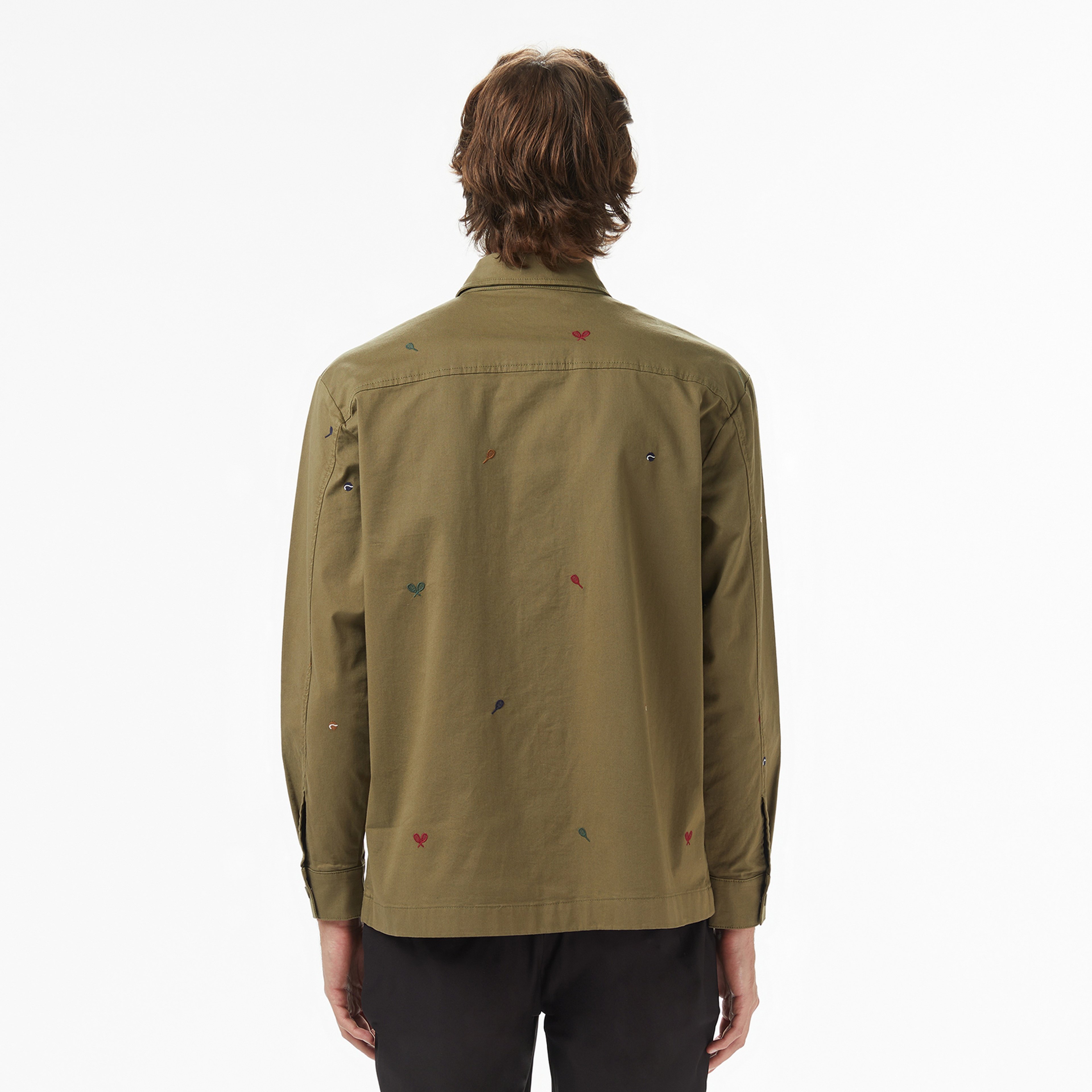 Erkek Relaxed Fit Desenli Haki Gömlek